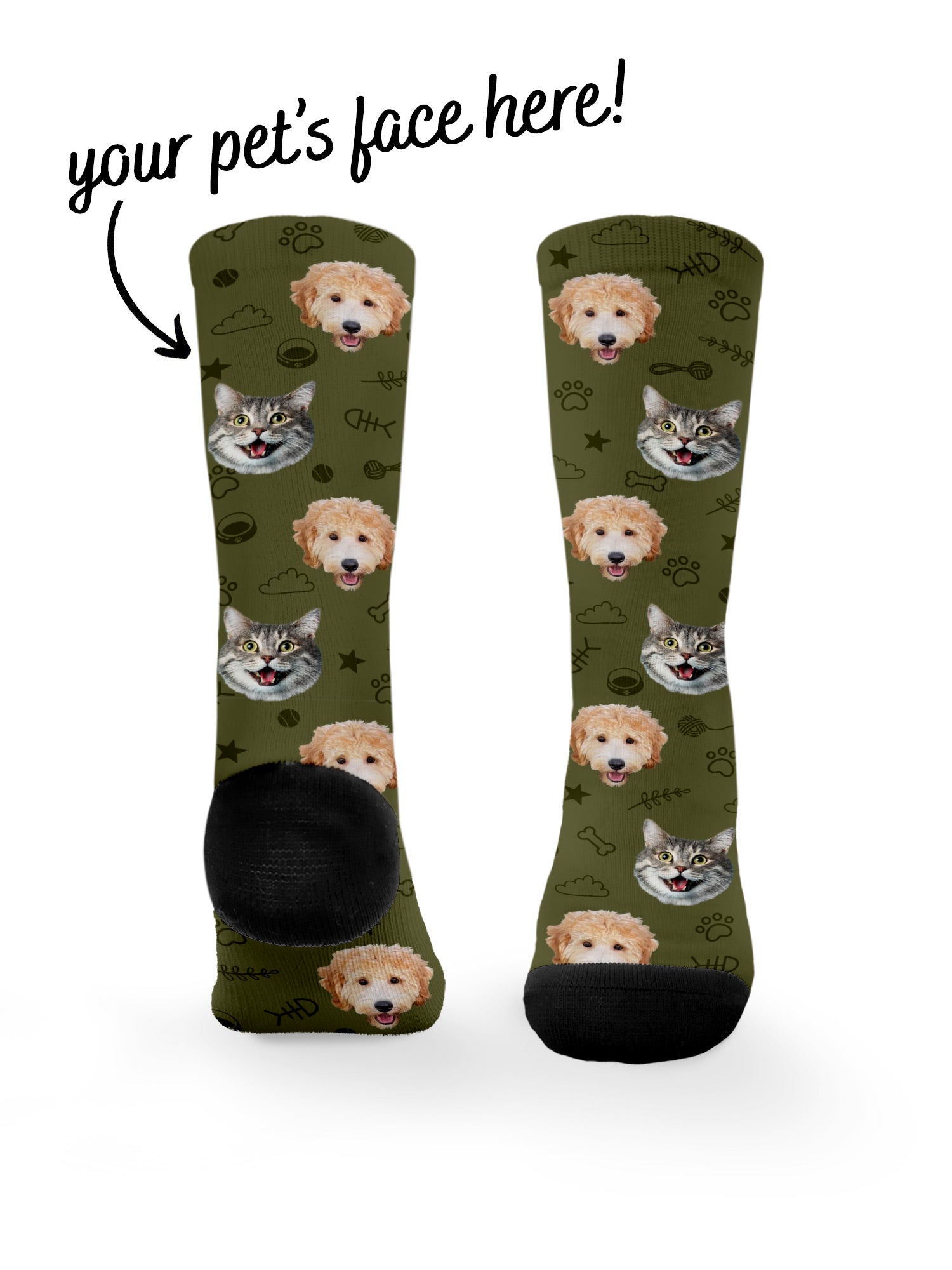 Custom Mixed Dog & Cat Face Dress Socks