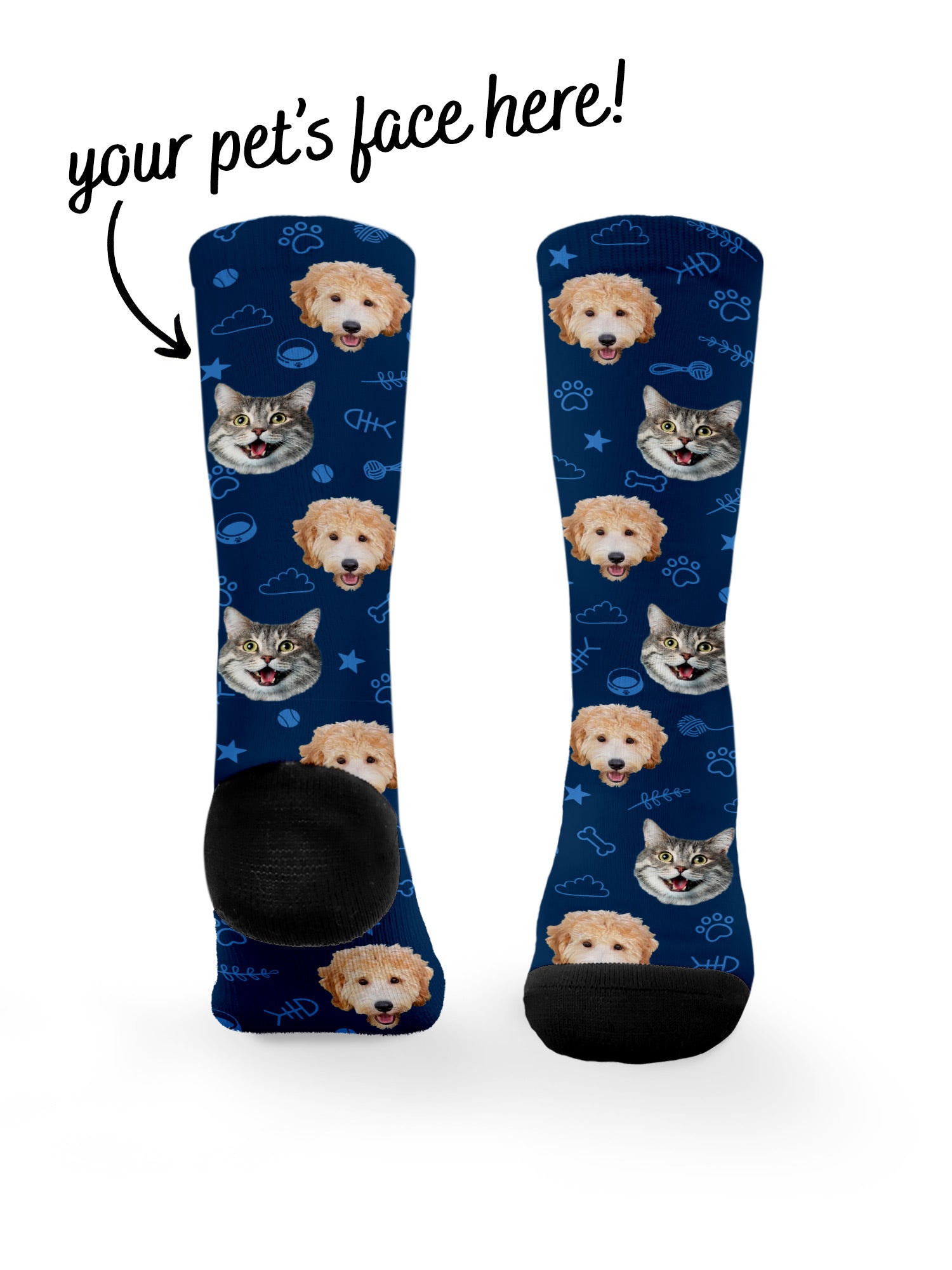 Custom Mixed Dog & Cat Face Dress Socks