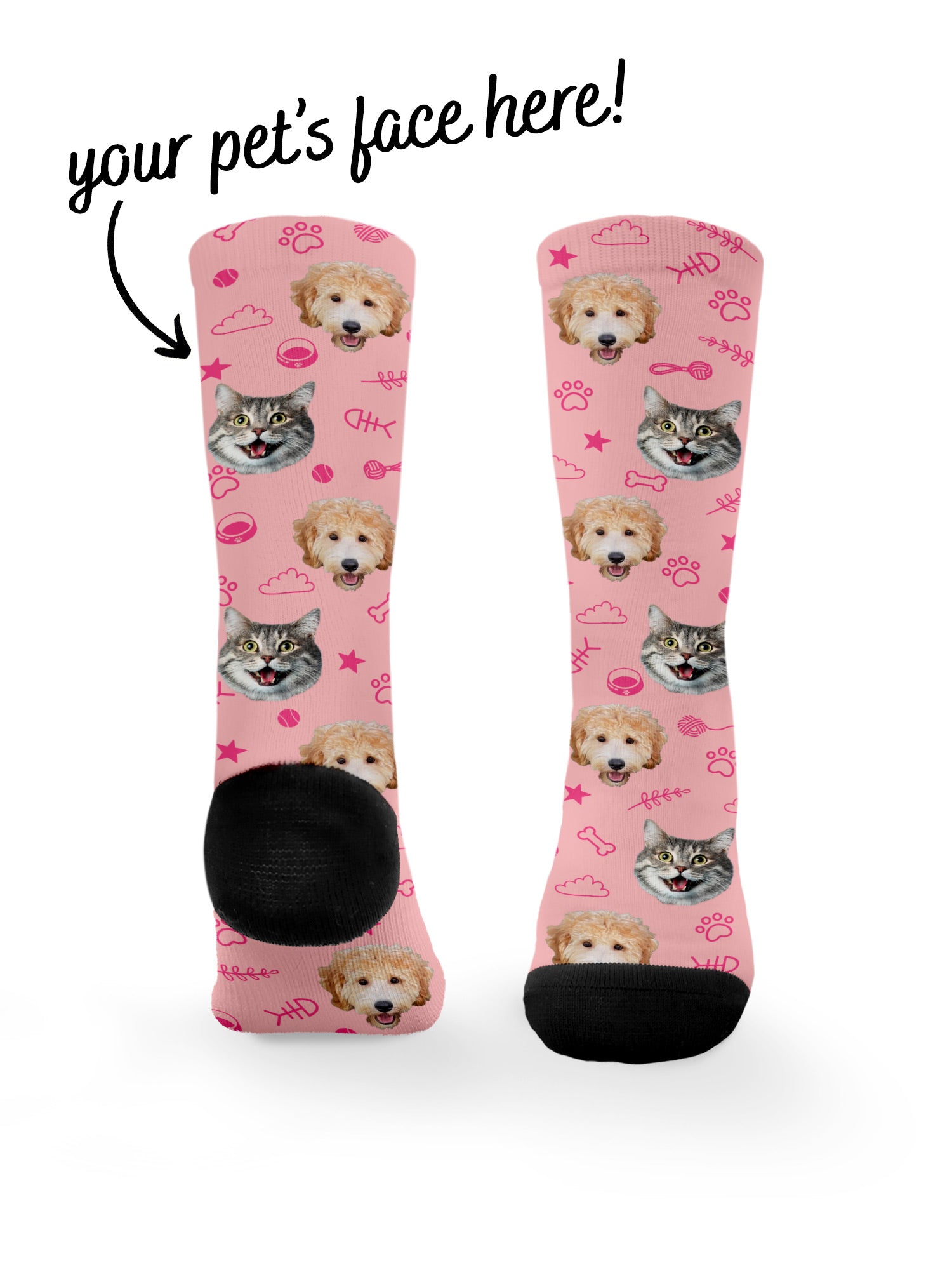 Custom Mixed Dog & Cat Face Dress Socks