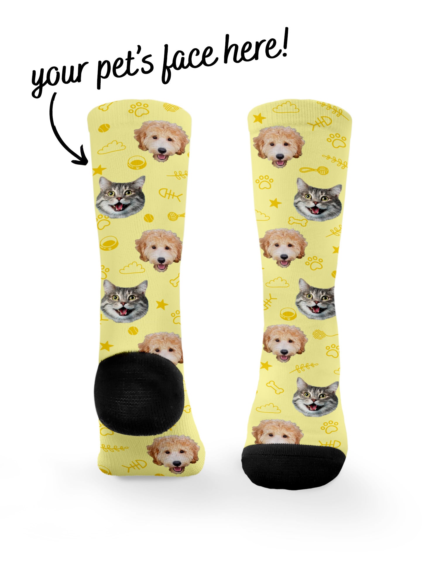 Custom Mixed Dog & Cat Face Dress Socks