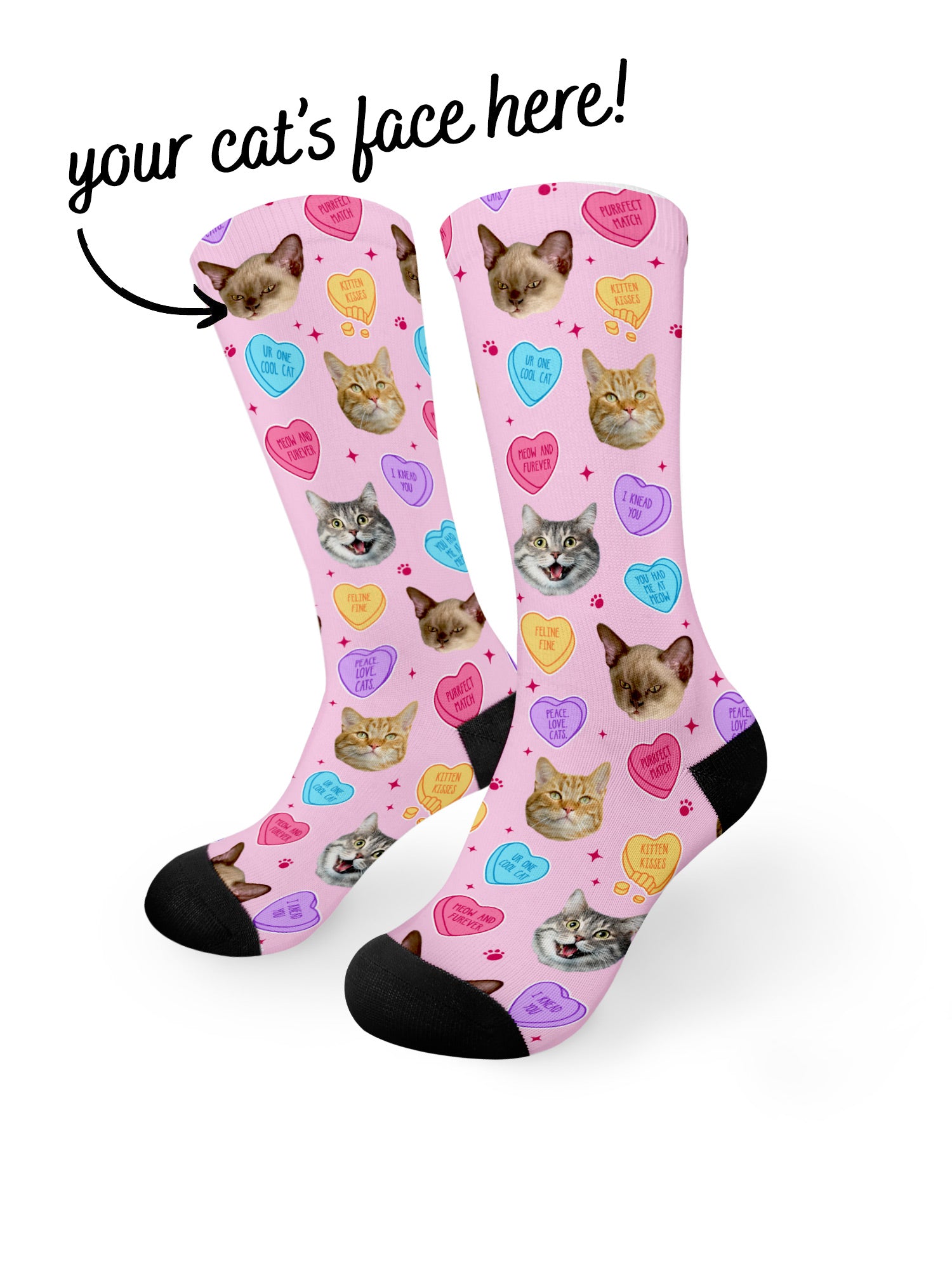 Custom Candy Hearts Pet Face Dress Socks