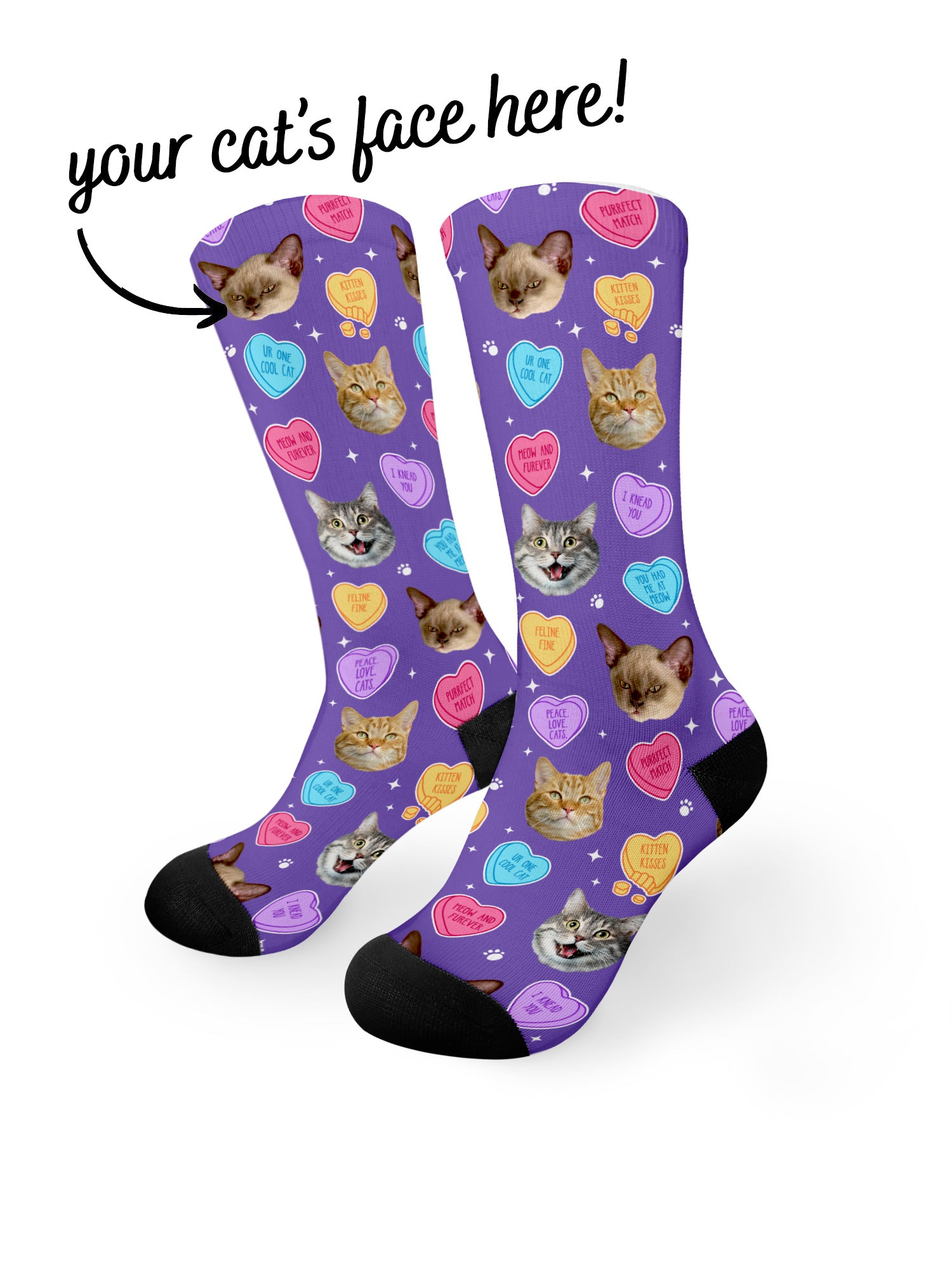 Custom Candy Hearts Pet Face Dress Socks