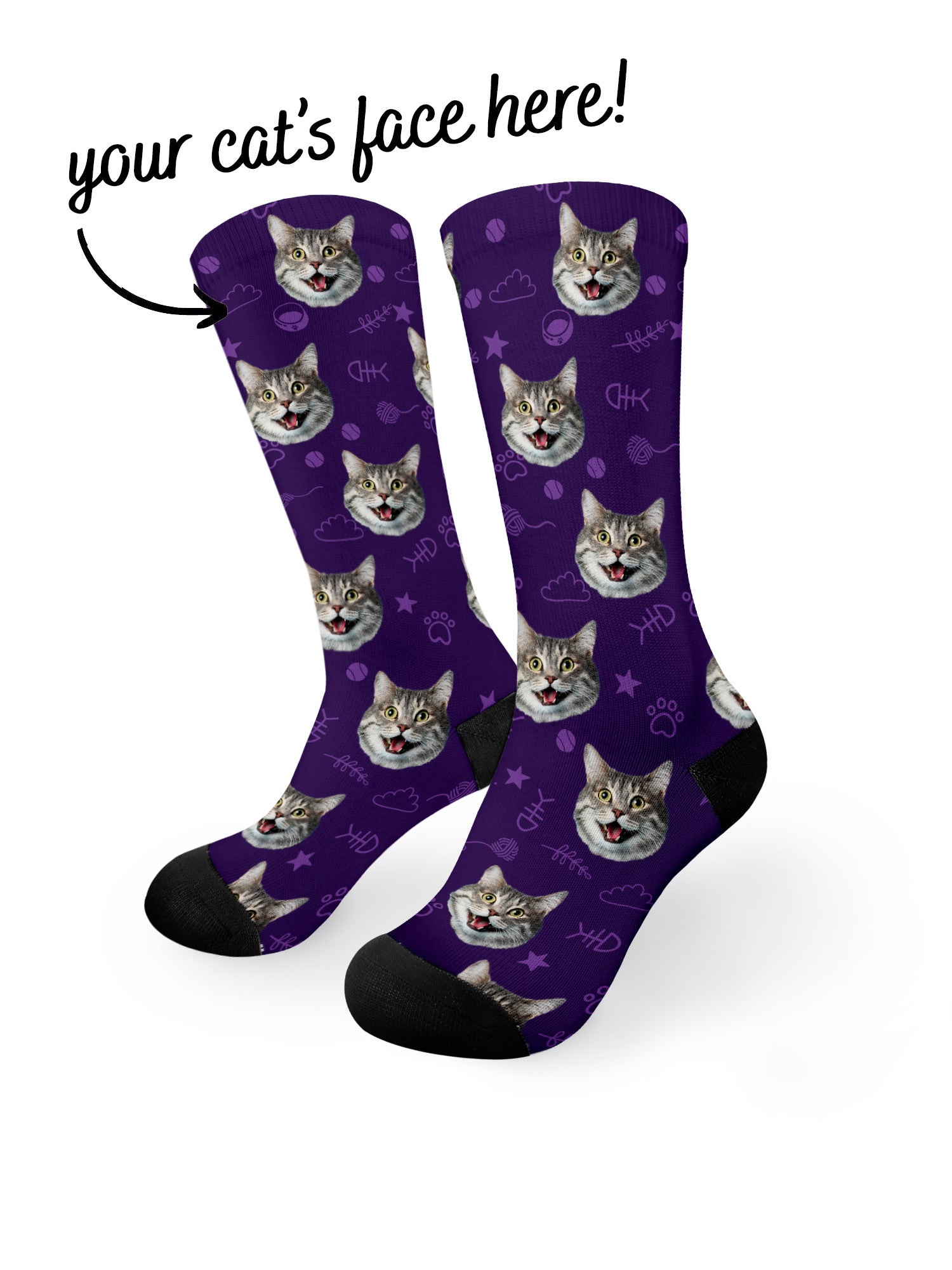 Custom Cat Face Dress Socks