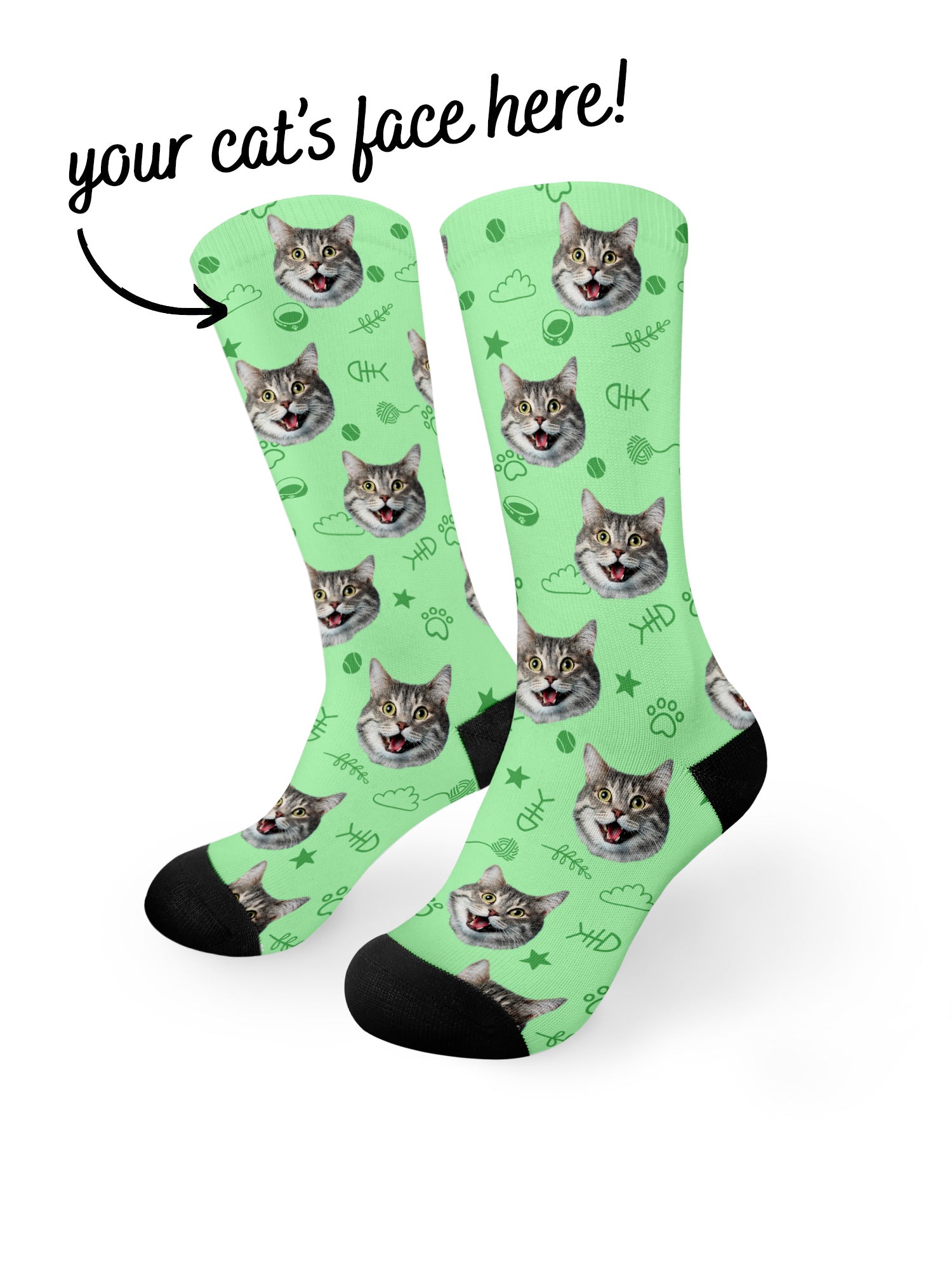 Custom Cat Face Dress Socks