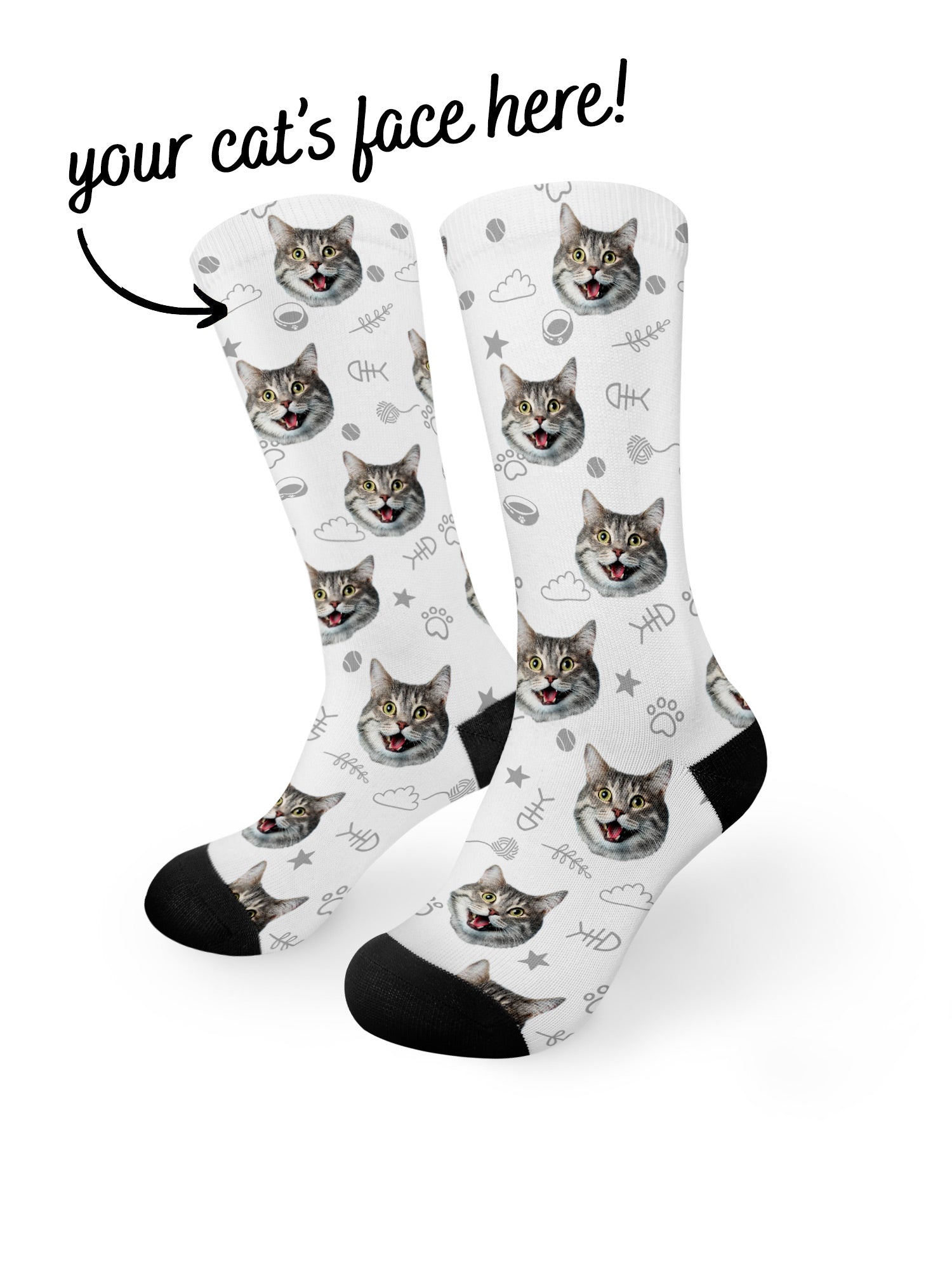 Custom Cat Face Dress Socks