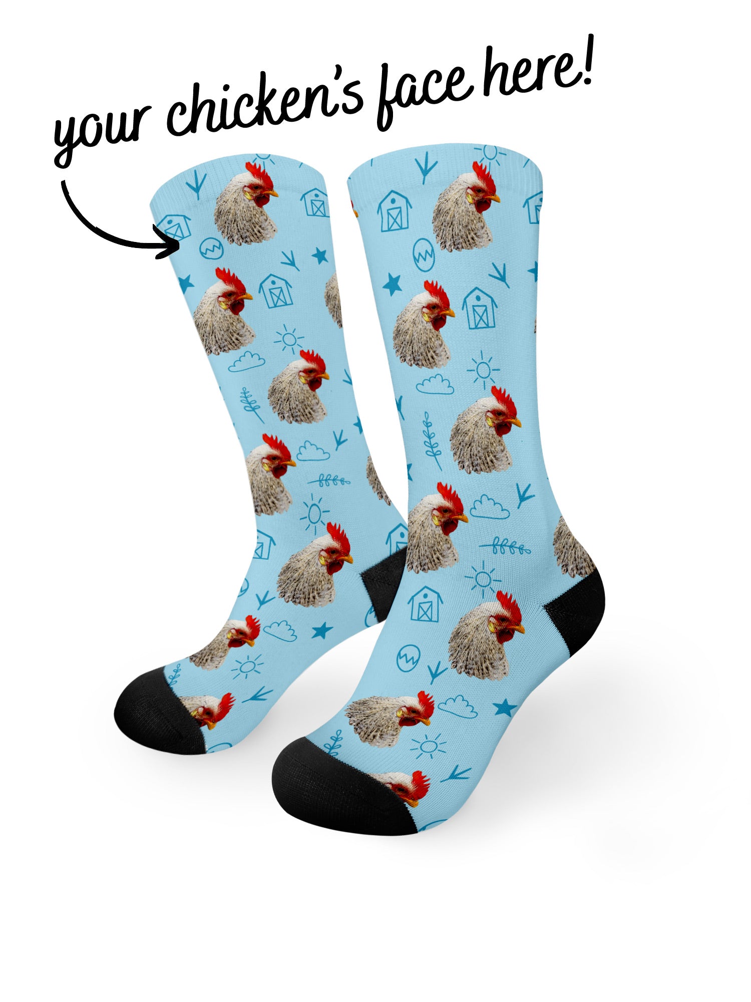 Custom Chicken Face Dress Socks