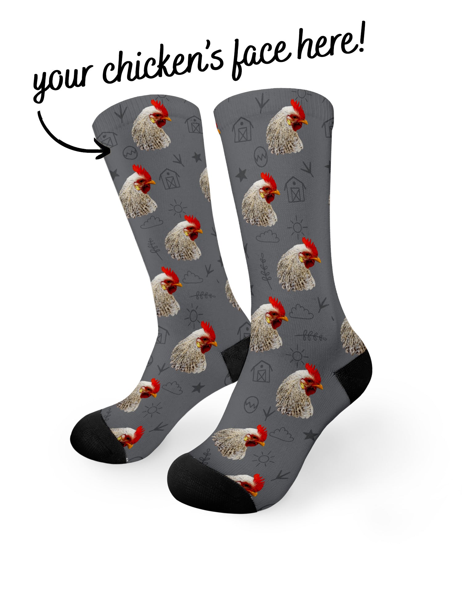 Custom Chicken Face Dress Socks