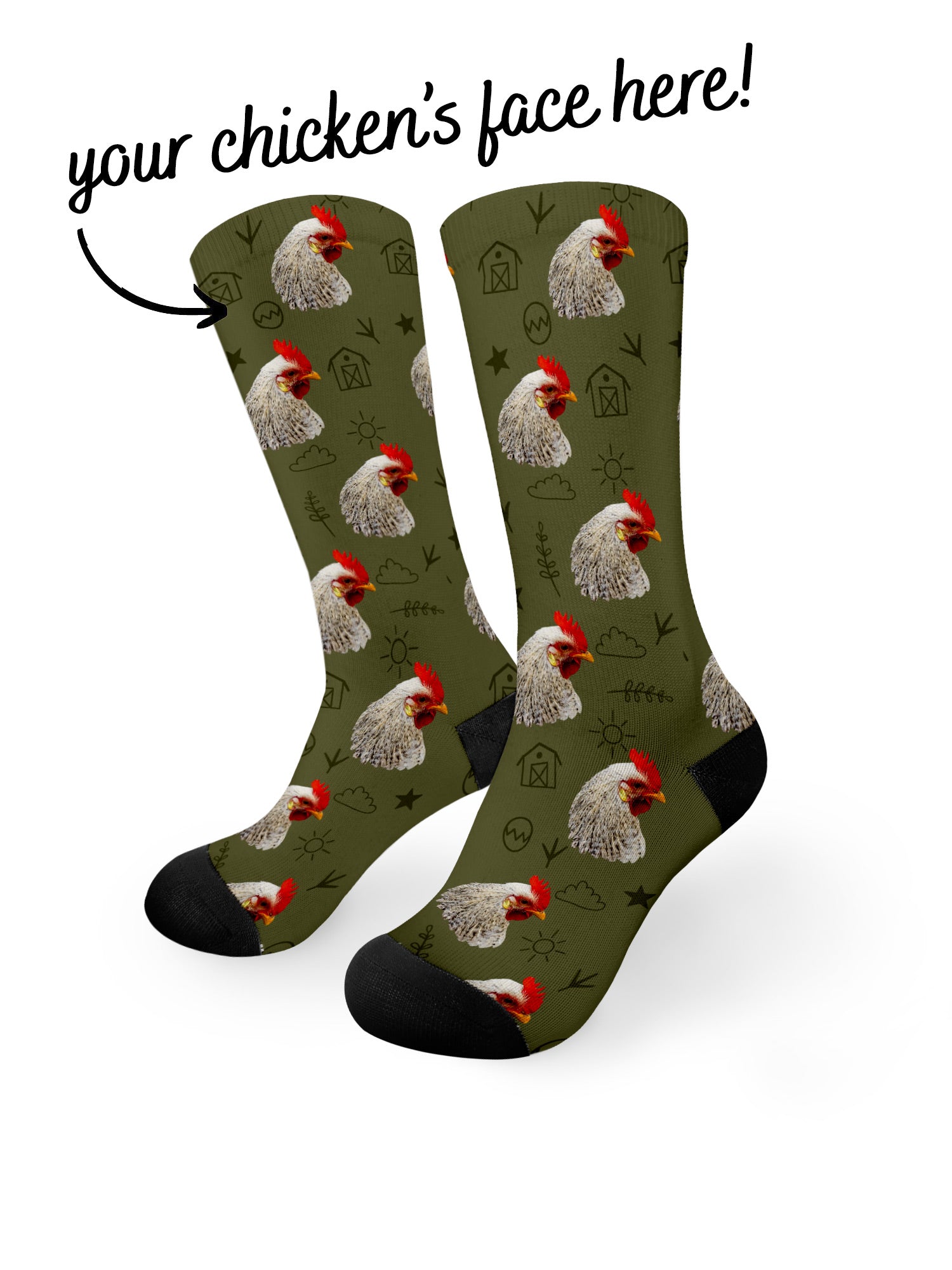 Custom Chicken Face Dress Socks