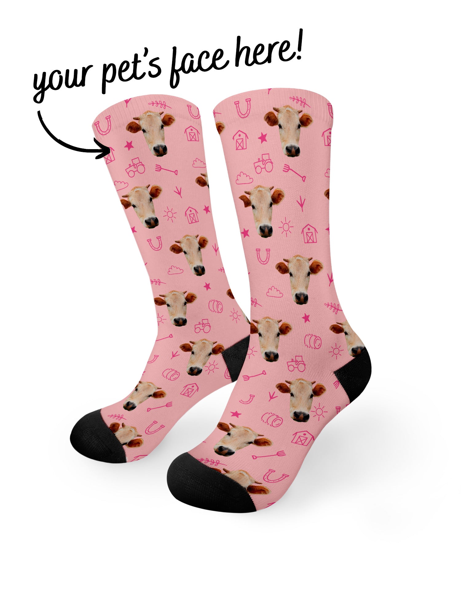 Custom Farm Animal Face Dress Socks