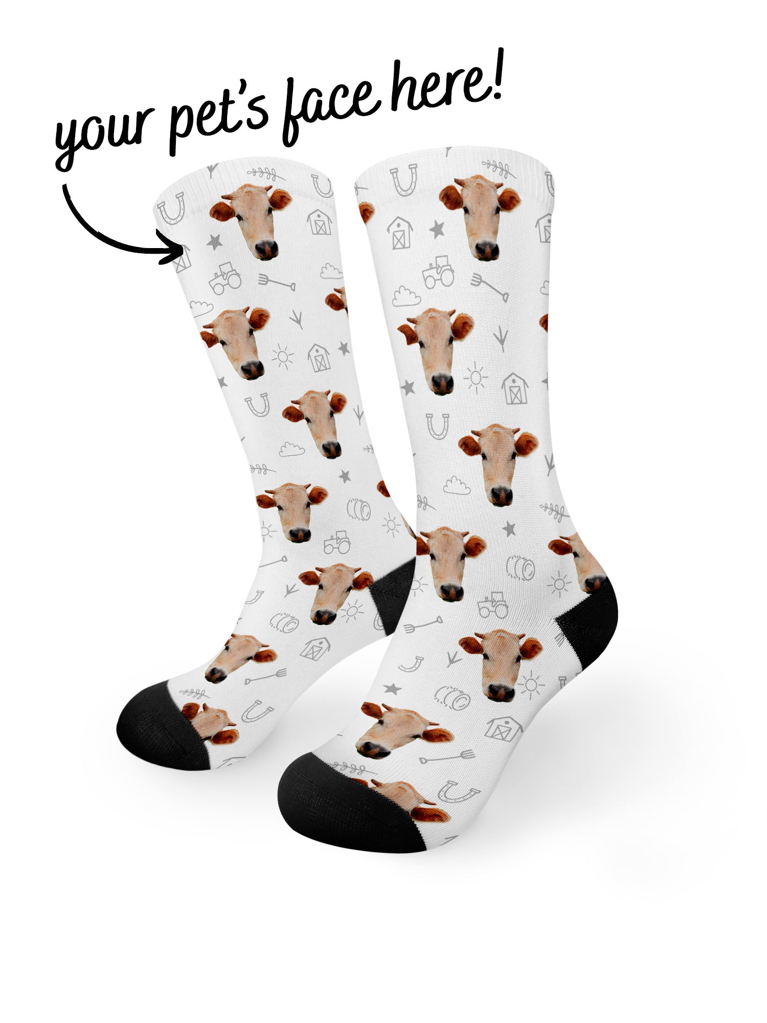 Custom Farm Animal Face Dress Socks