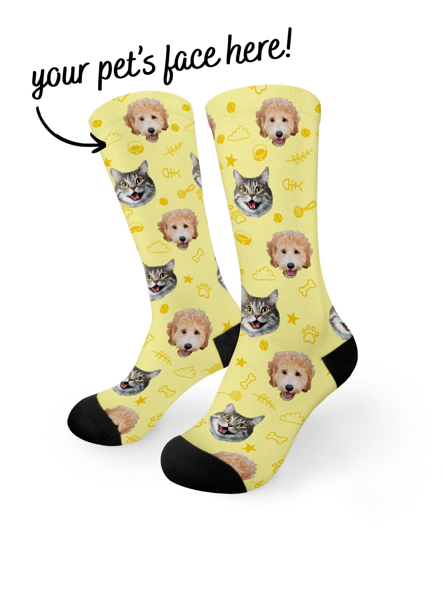 Custom Mixed Dog & Cat Face Dress Socks