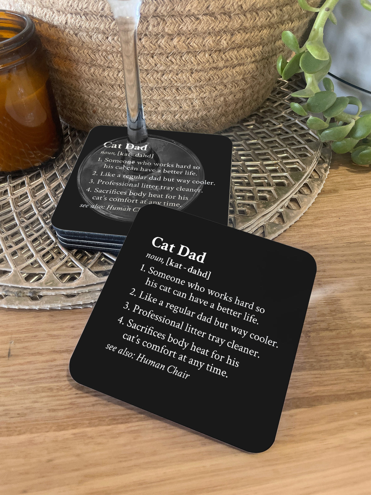 Cat Dad Definition Coaster