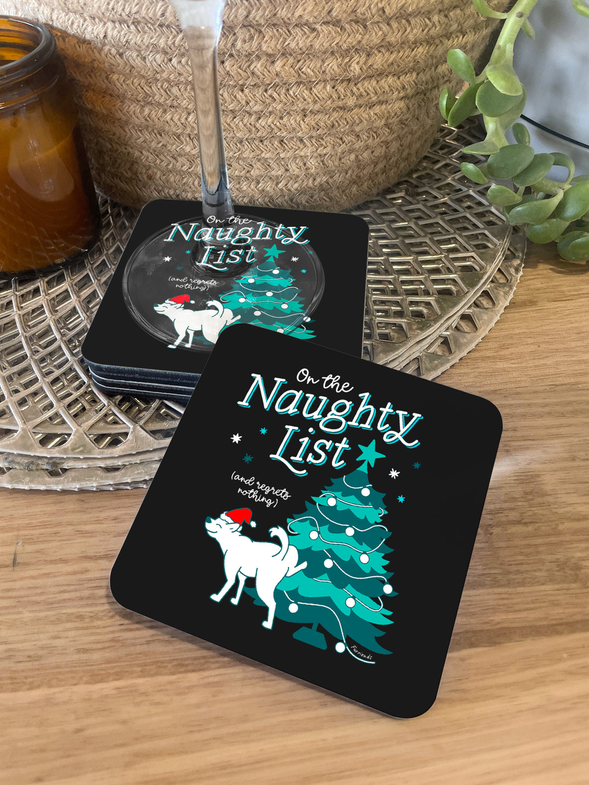 On The Naughty List - Dog Coaster