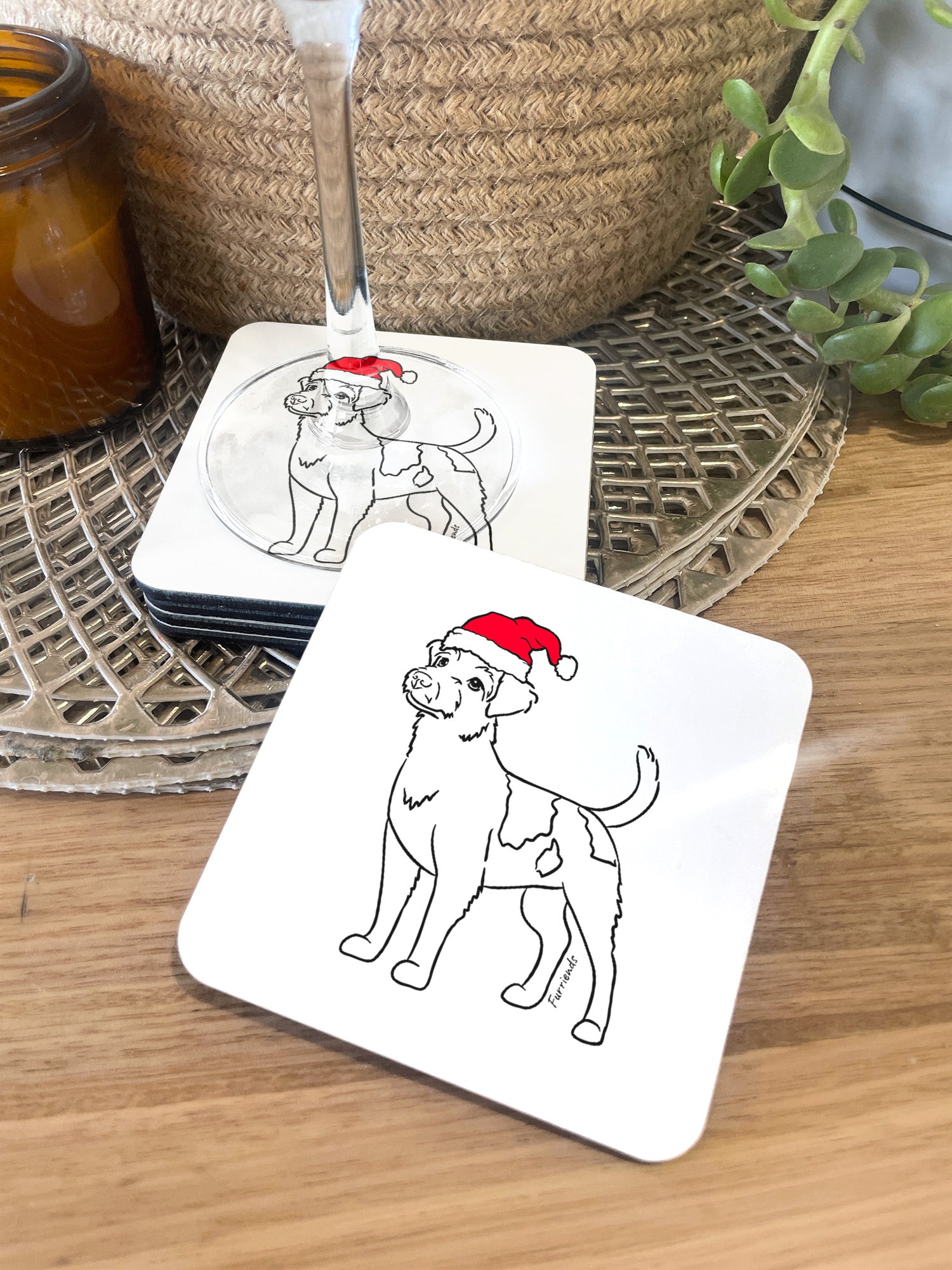 Jack Russell Terrier (Rough Coat) Christmas Edition Coaster