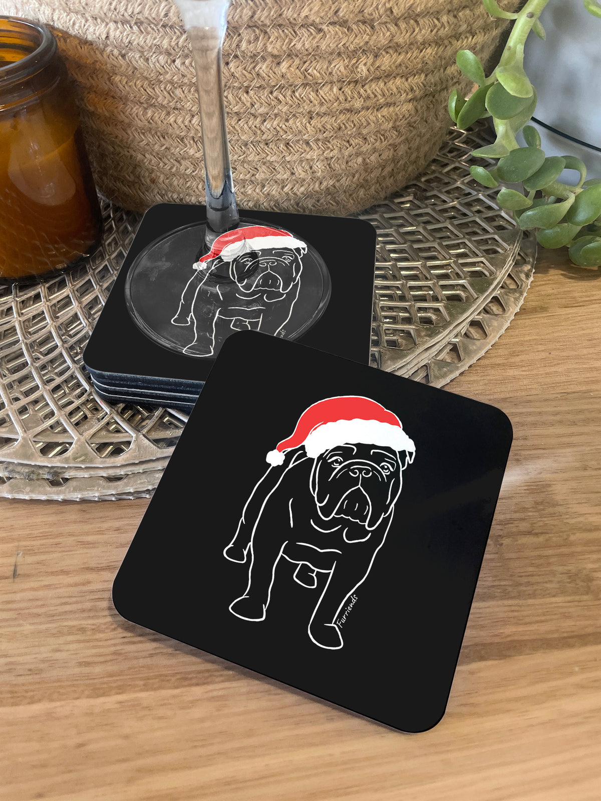 British Bulldog Christmas Edition Coaster