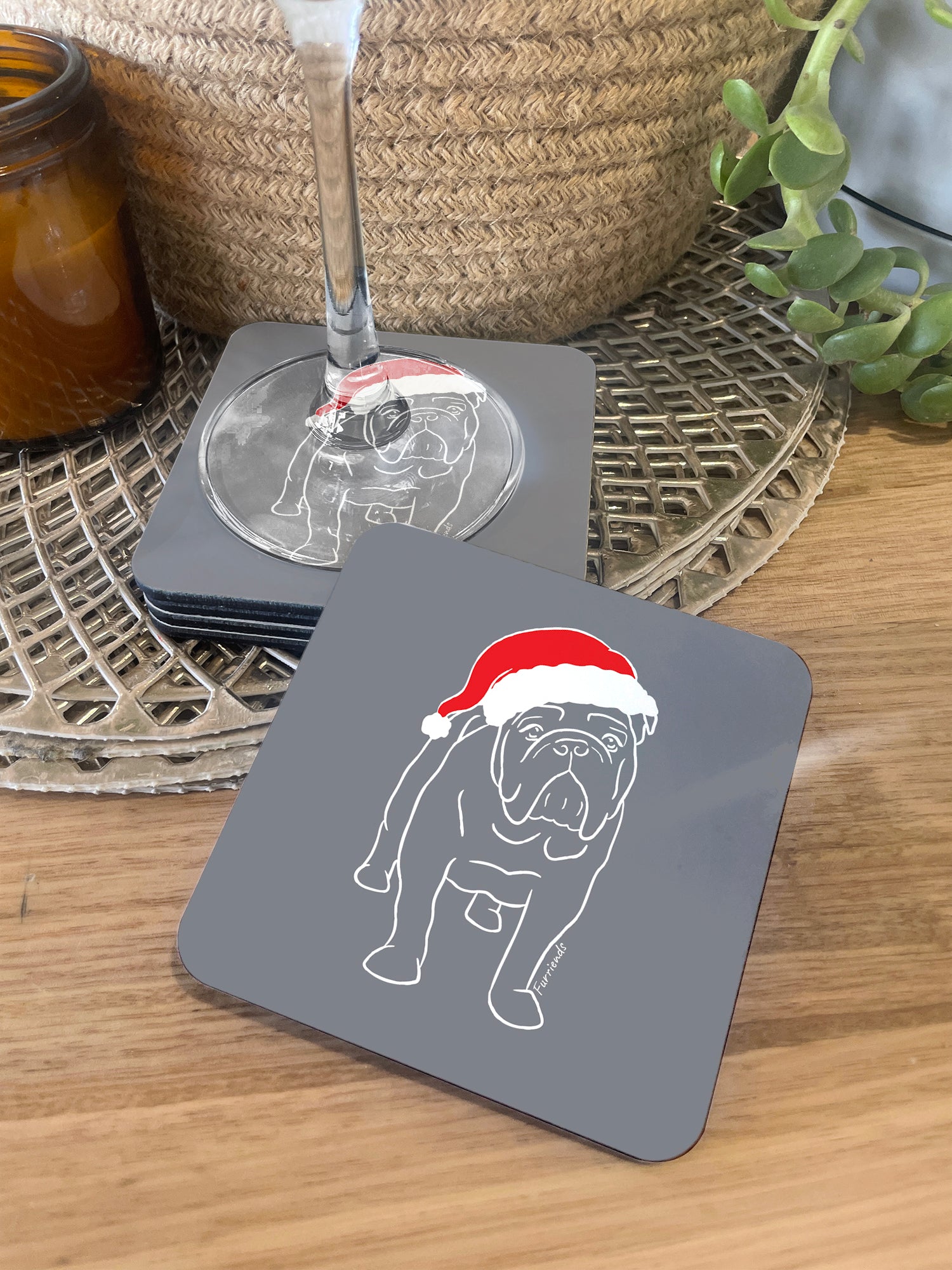 British Bulldog Christmas Edition Coaster