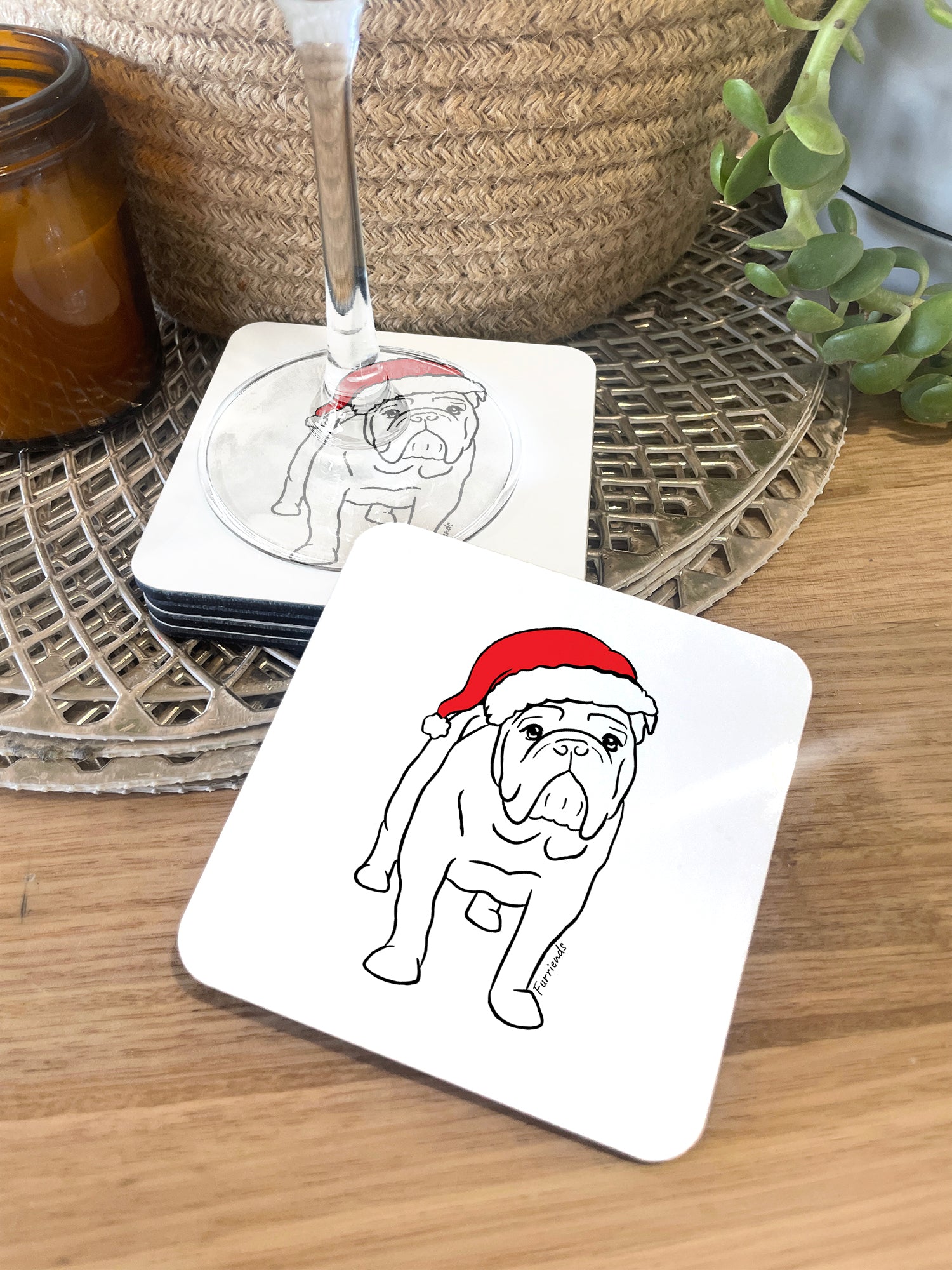 British Bulldog Christmas Edition Coaster