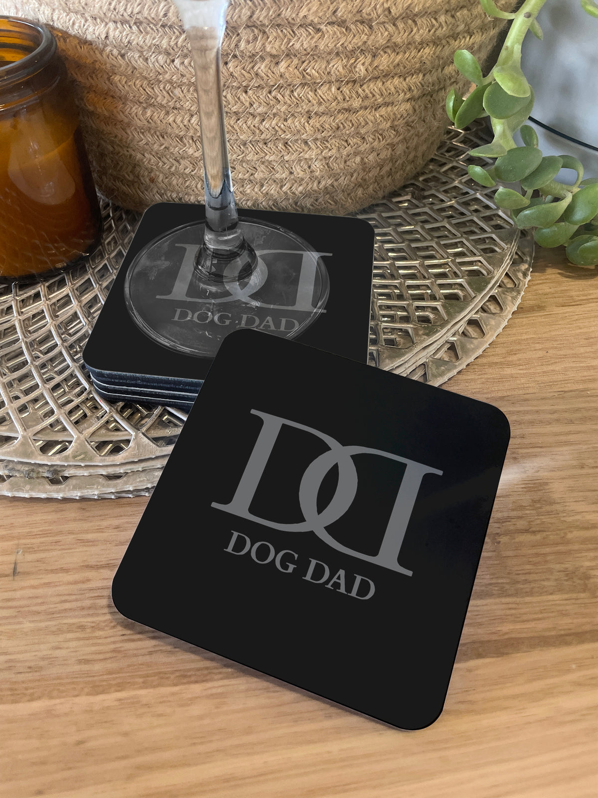 Dog Dad Monogram Coaster