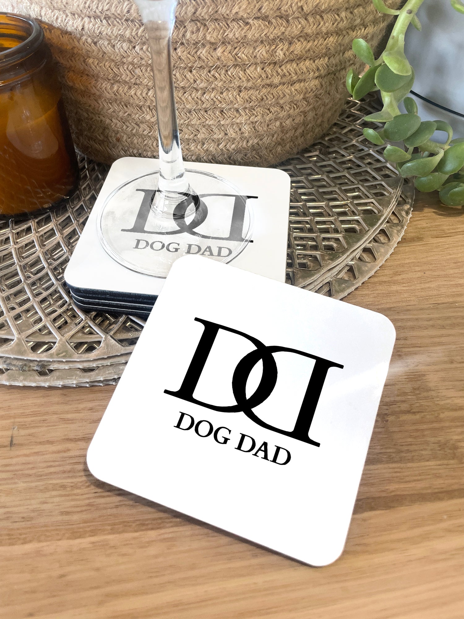 Dog Dad Monogram Coaster