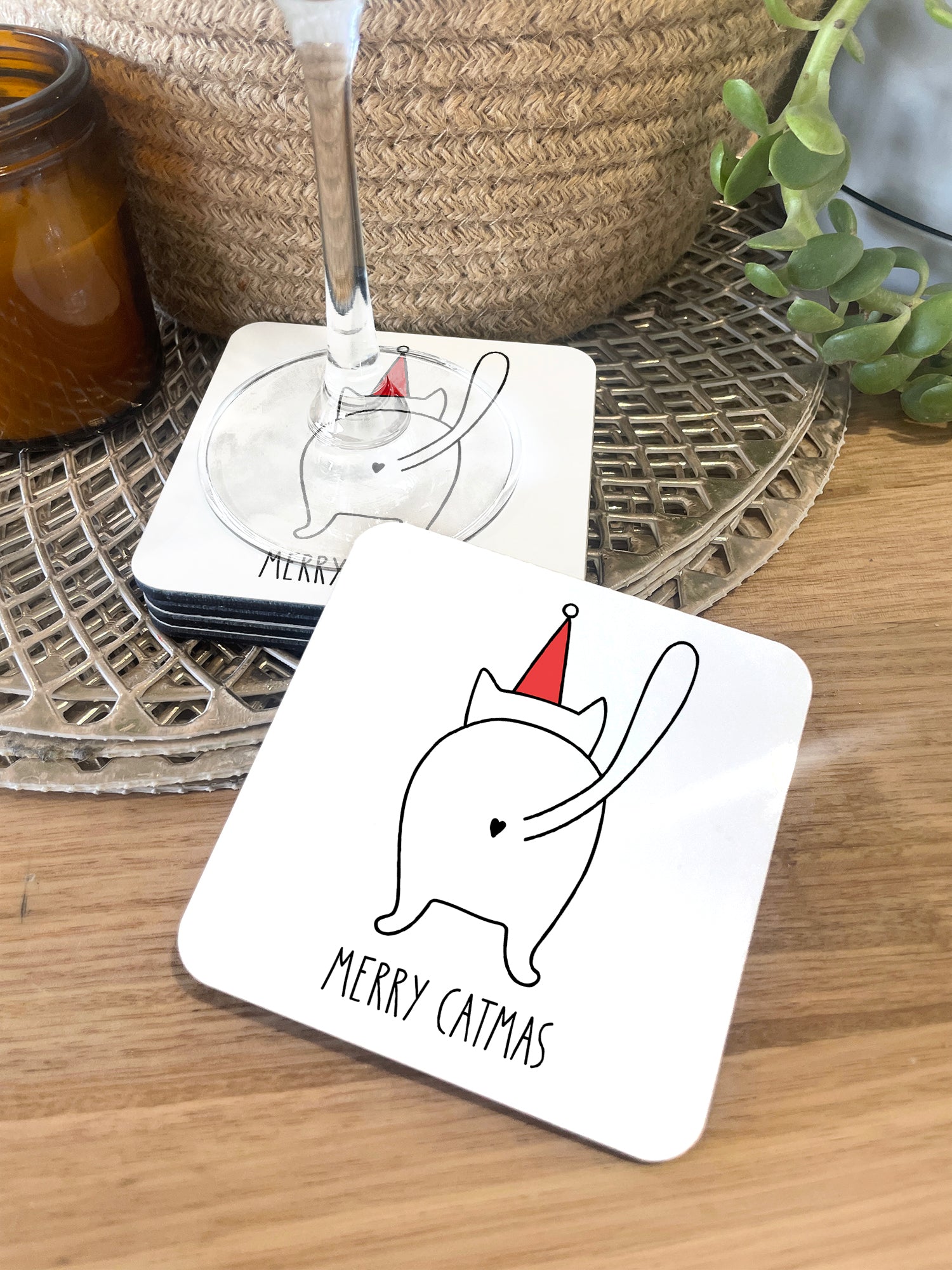 Catmas Greetings Coaster