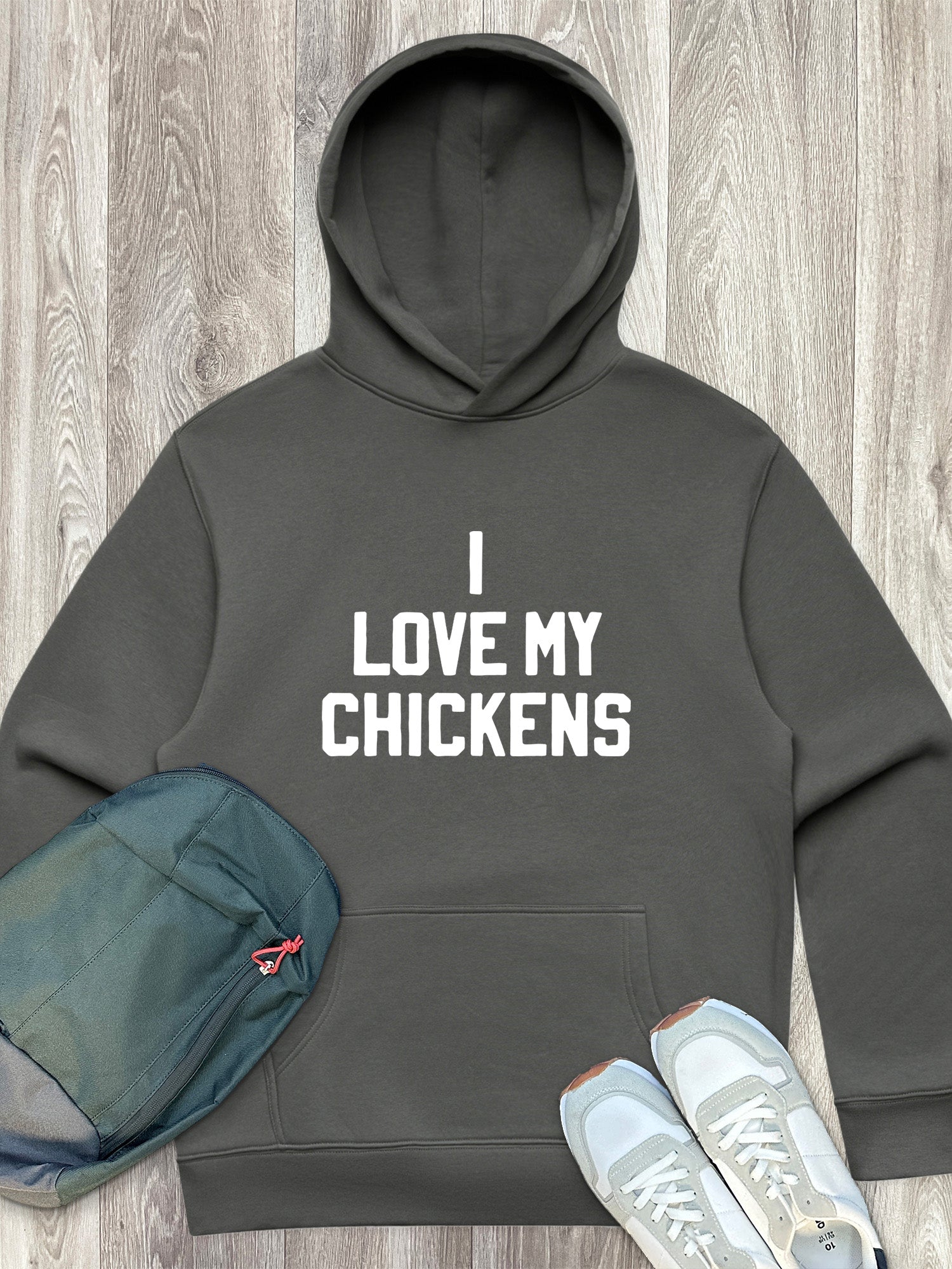 I Love My Chickens Men's Comfort Hood