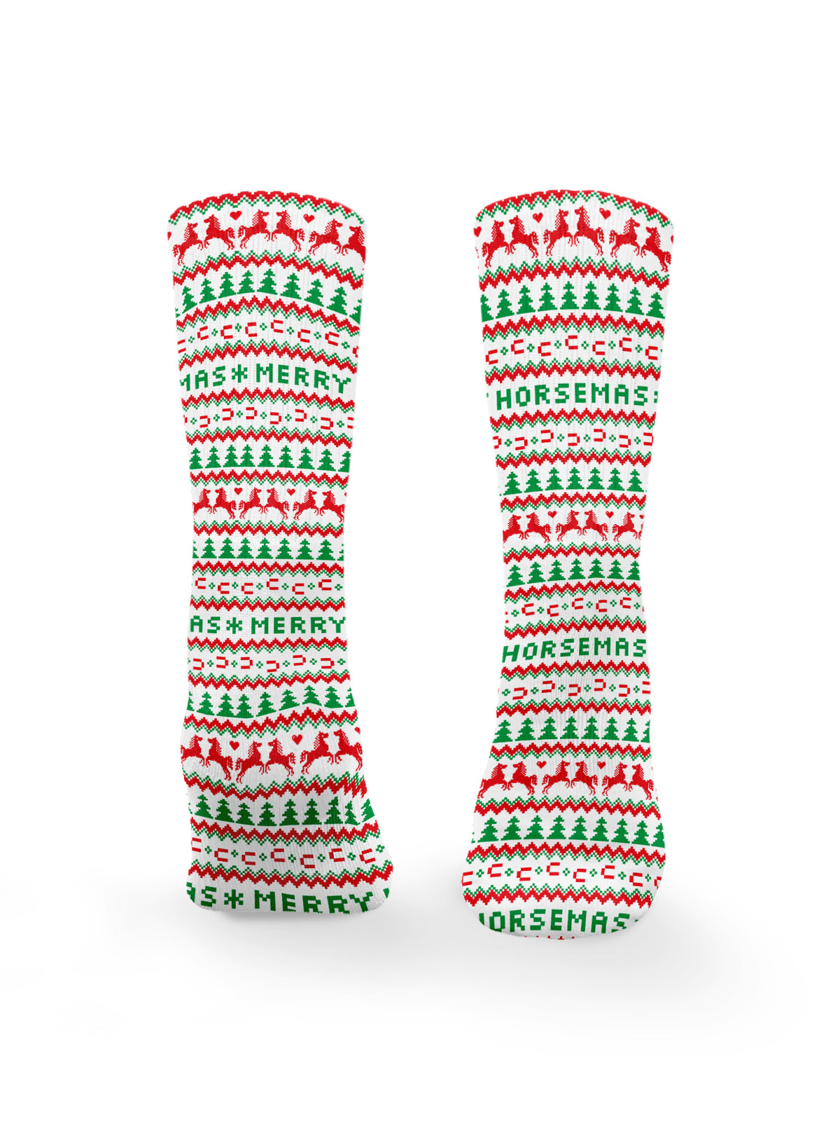 Merry Horsemas Ugly Sweater Style Crew Socks