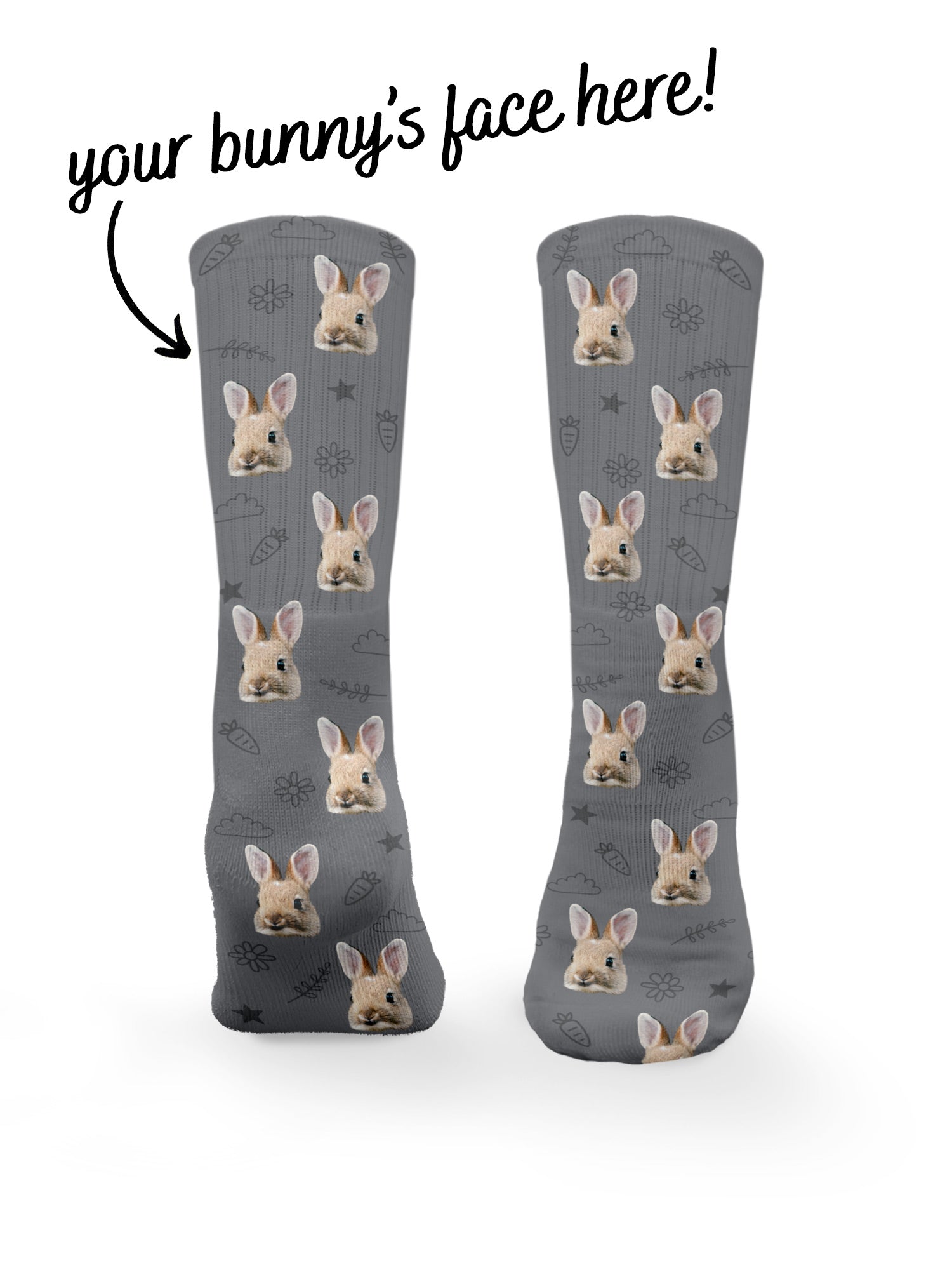 Custom Rabbit Face Crew Socks