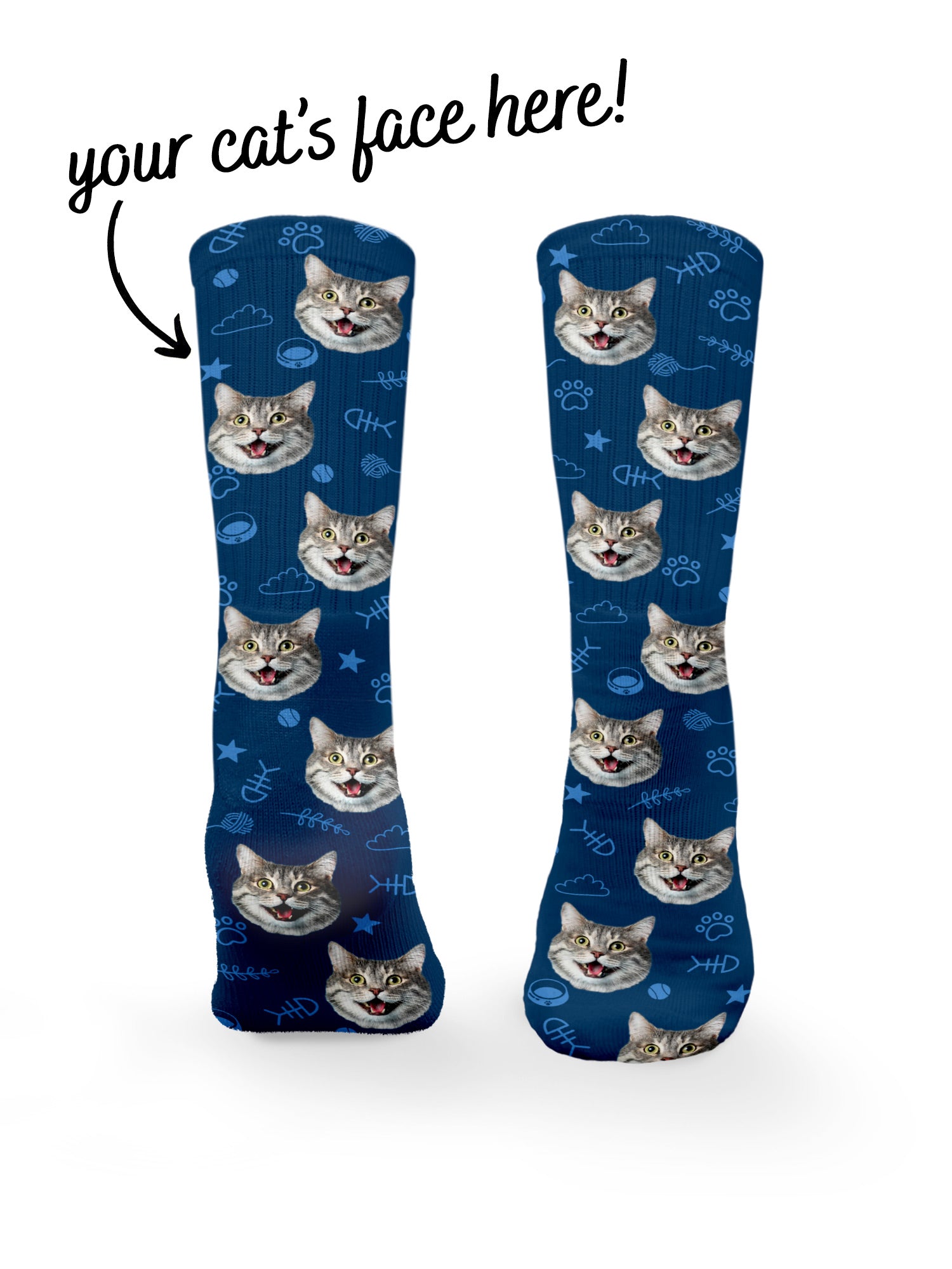 Custom Cat Face Crew Socks