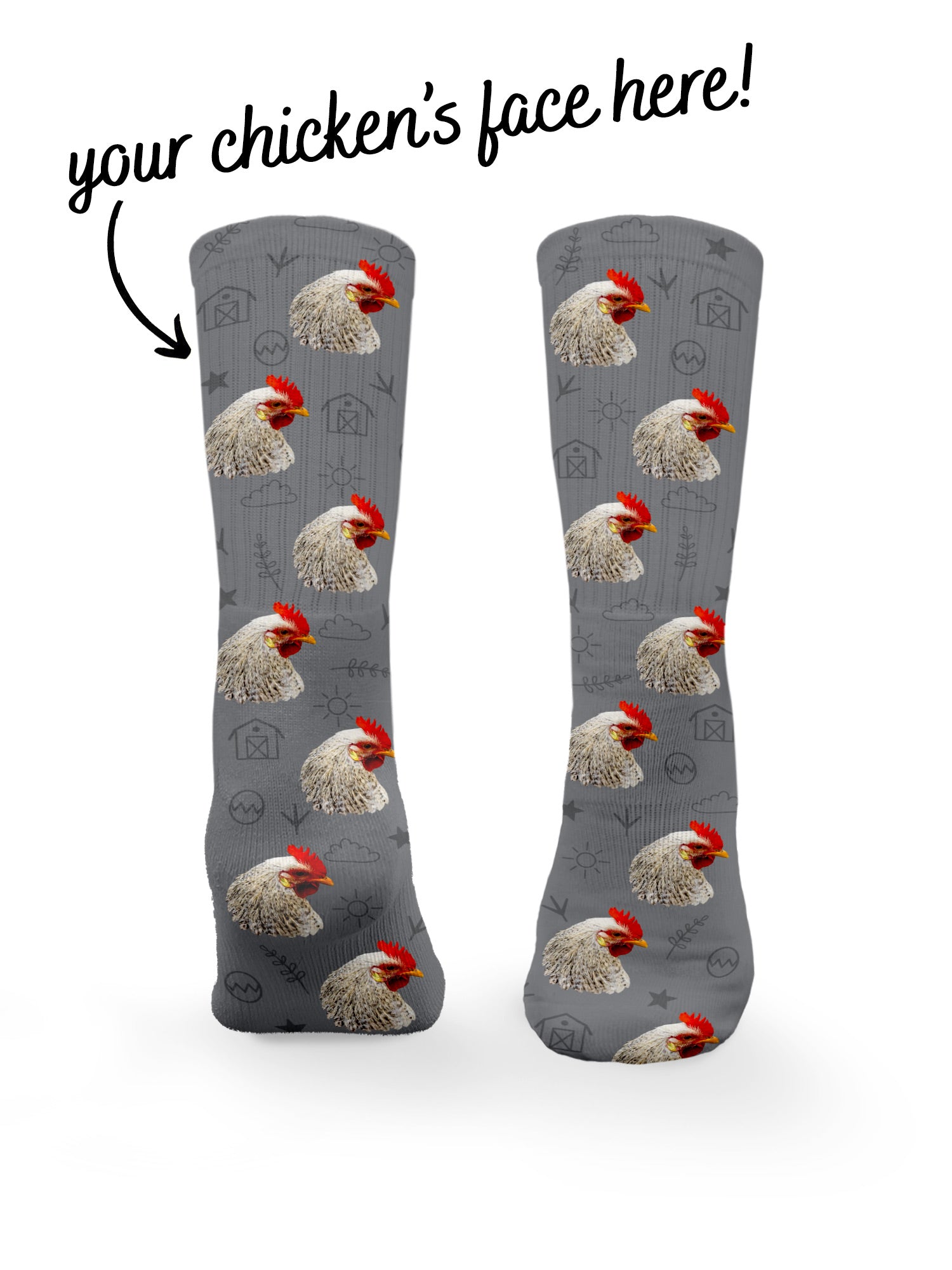 Custom Chicken Face Crew Socks