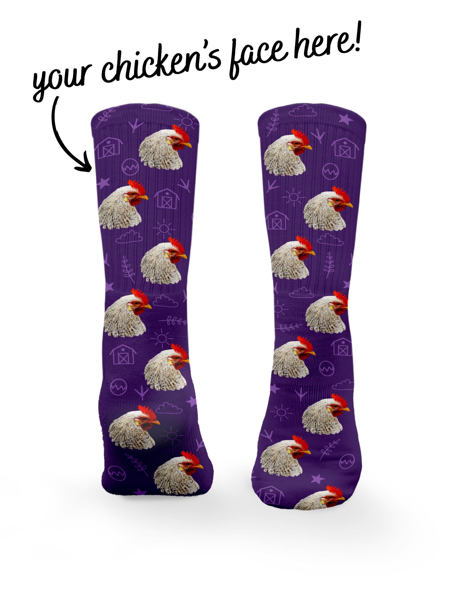 Custom Chicken Face Crew Socks