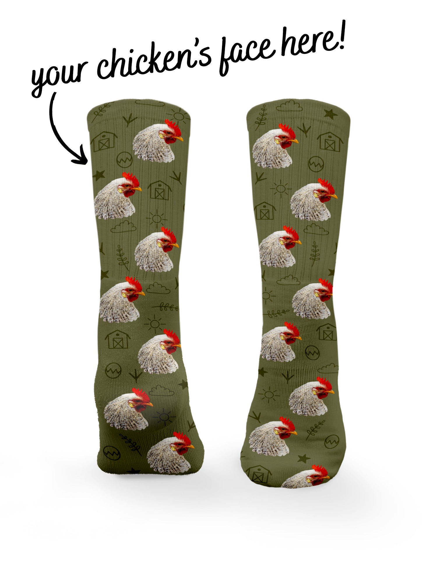 Custom Chicken Face Crew Socks