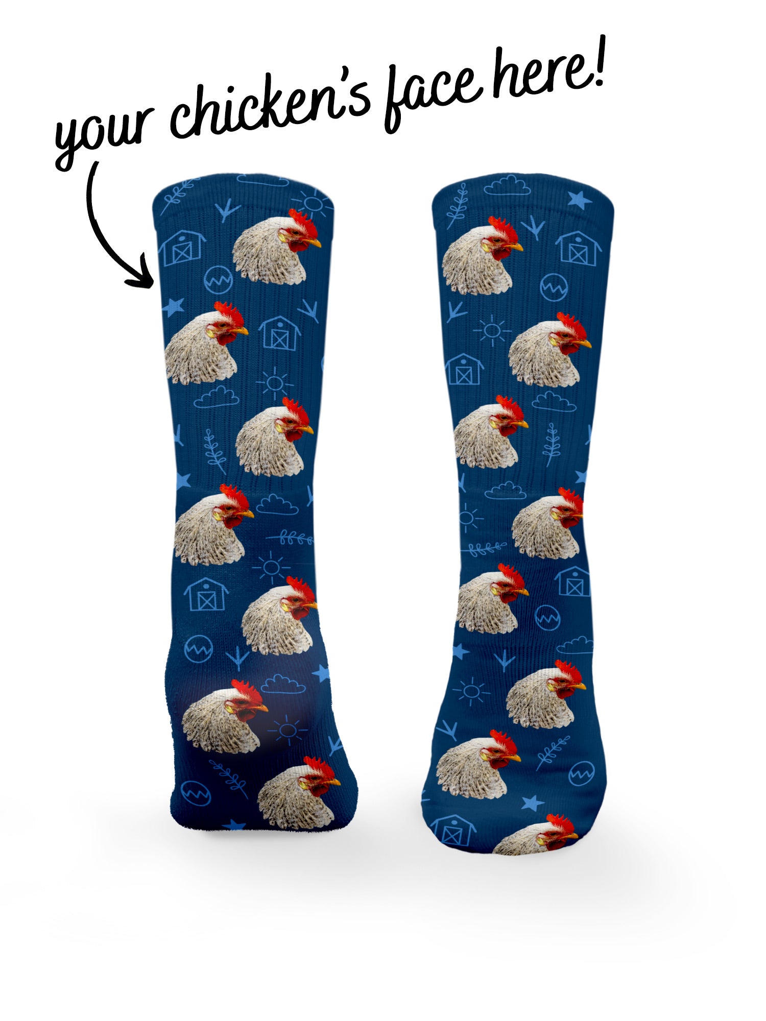 Custom Chicken Face Crew Socks