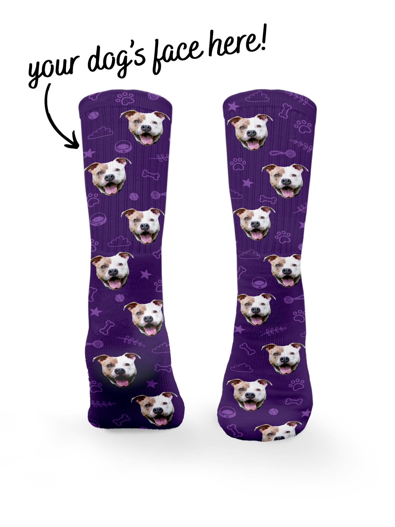 Custom Dog Face Crew Socks