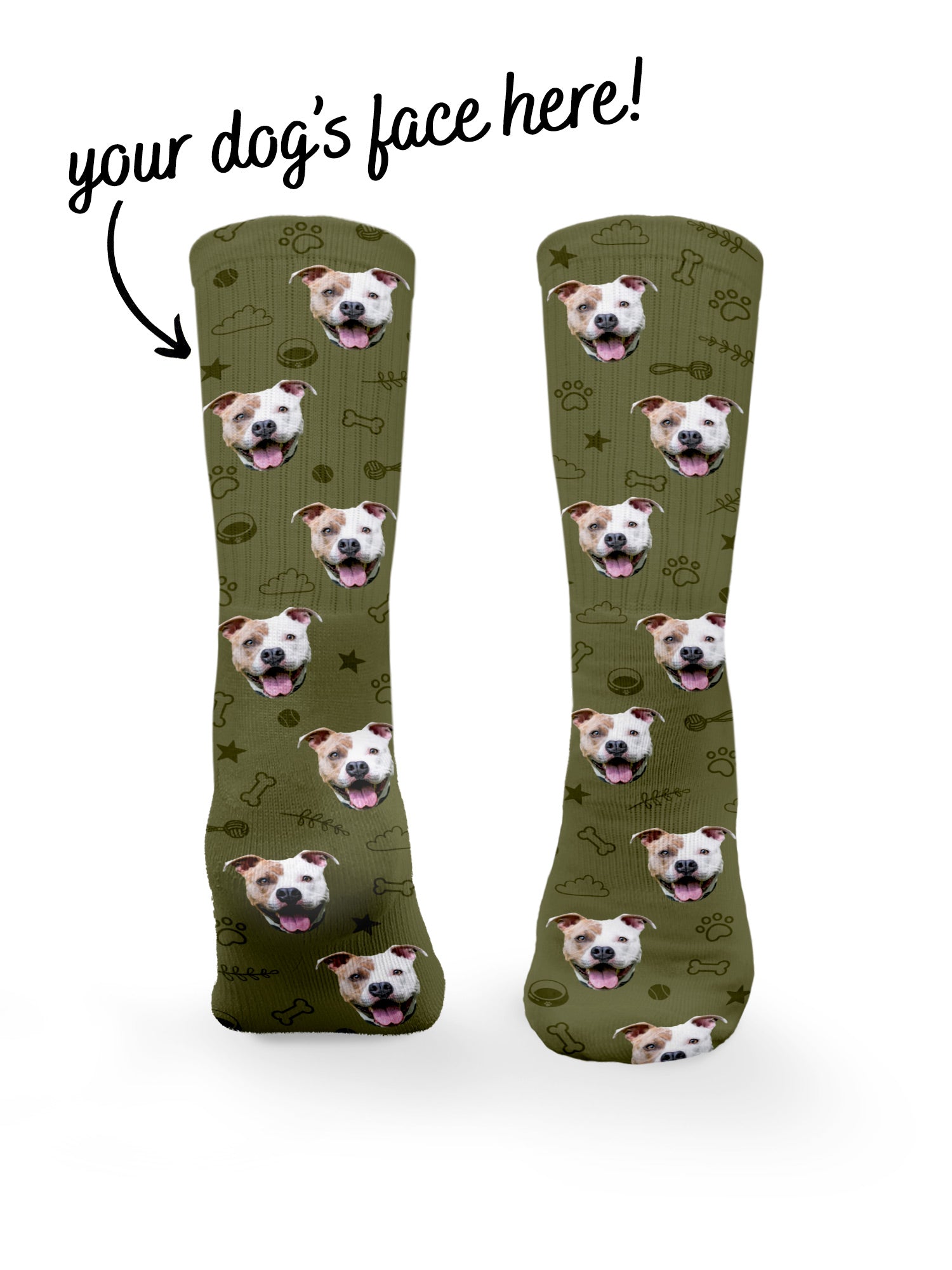 Custom Dog Face Crew Socks