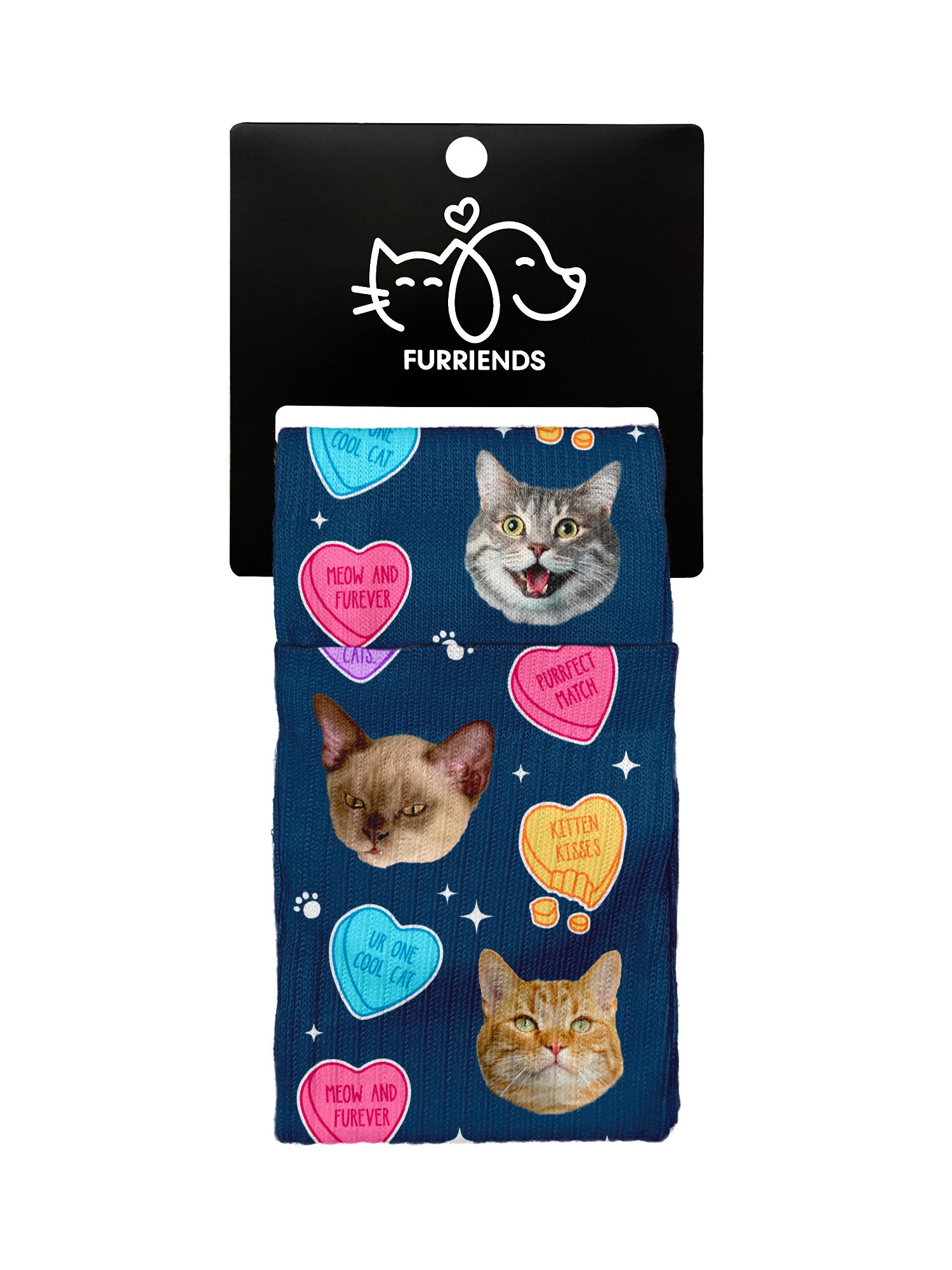 Custom Candy Hearts Pet Face Crew Socks