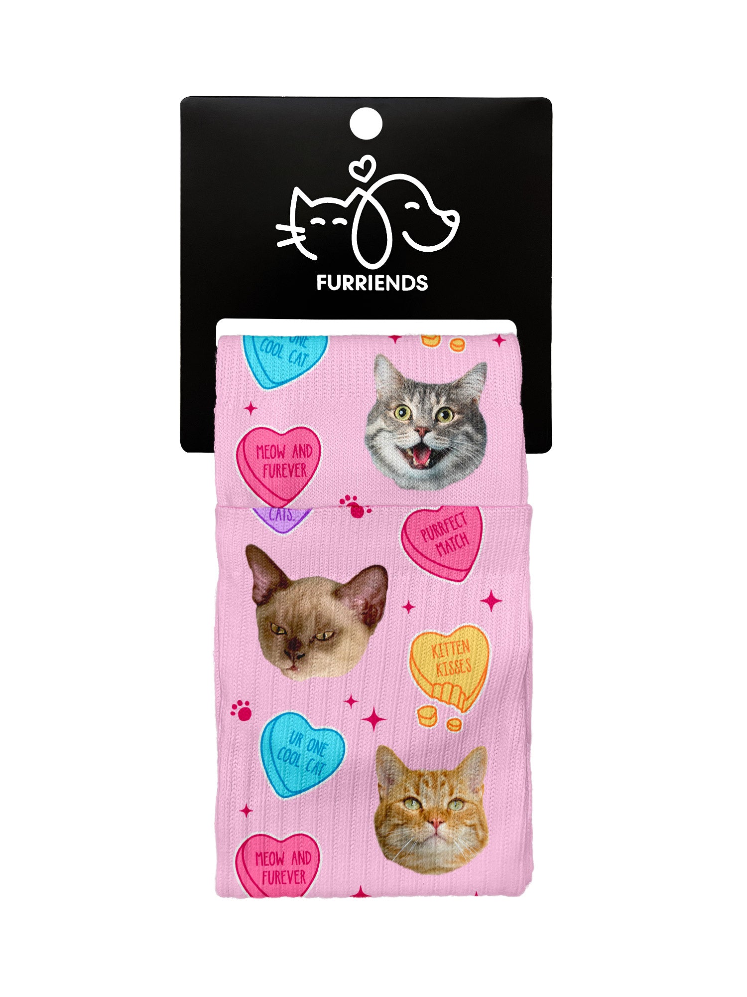 Custom Candy Hearts Pet Face Crew Socks