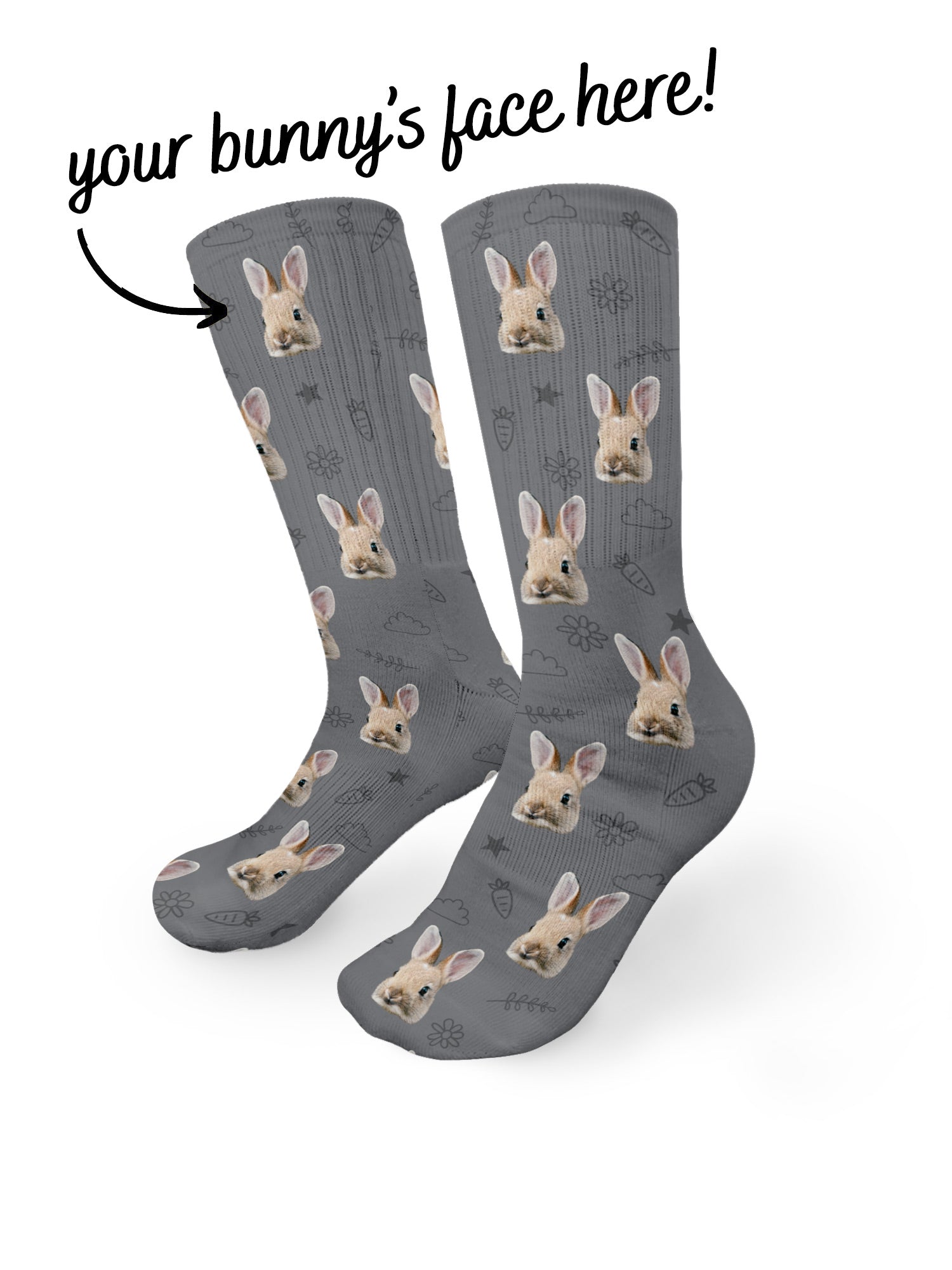 Custom Rabbit Face Crew Socks