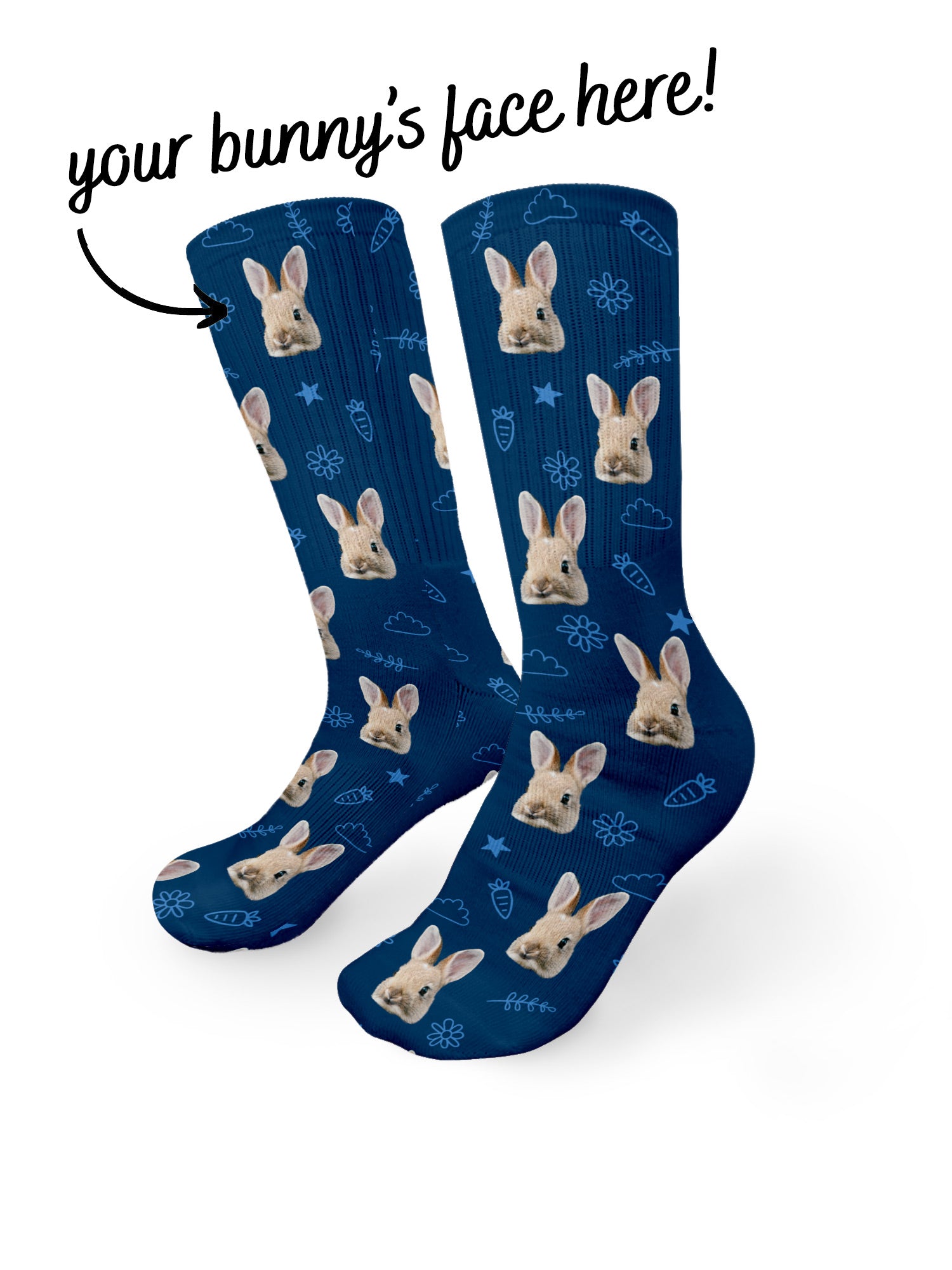 Custom Rabbit Face Crew Socks