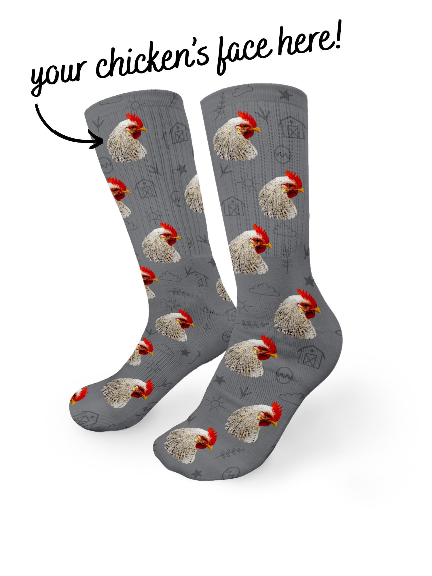 Custom Chicken Face Crew Socks