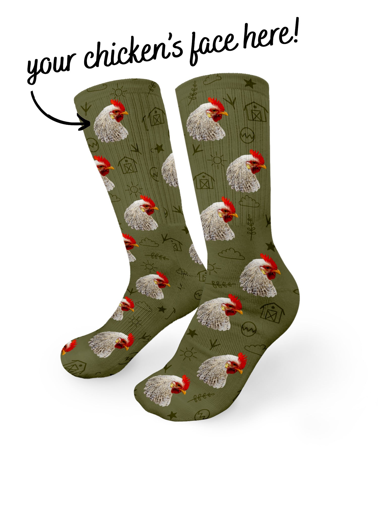 Custom Chicken Face Crew Socks