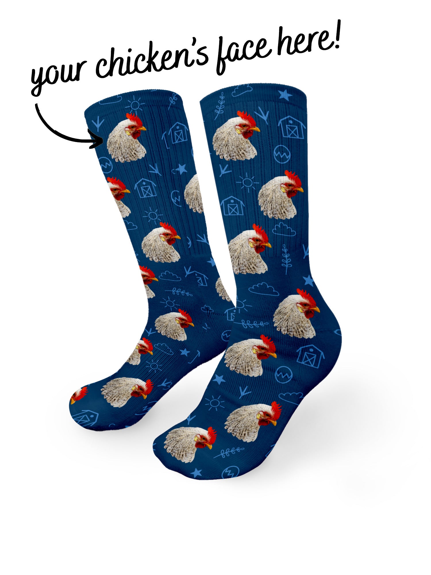 Custom Chicken Face Crew Socks