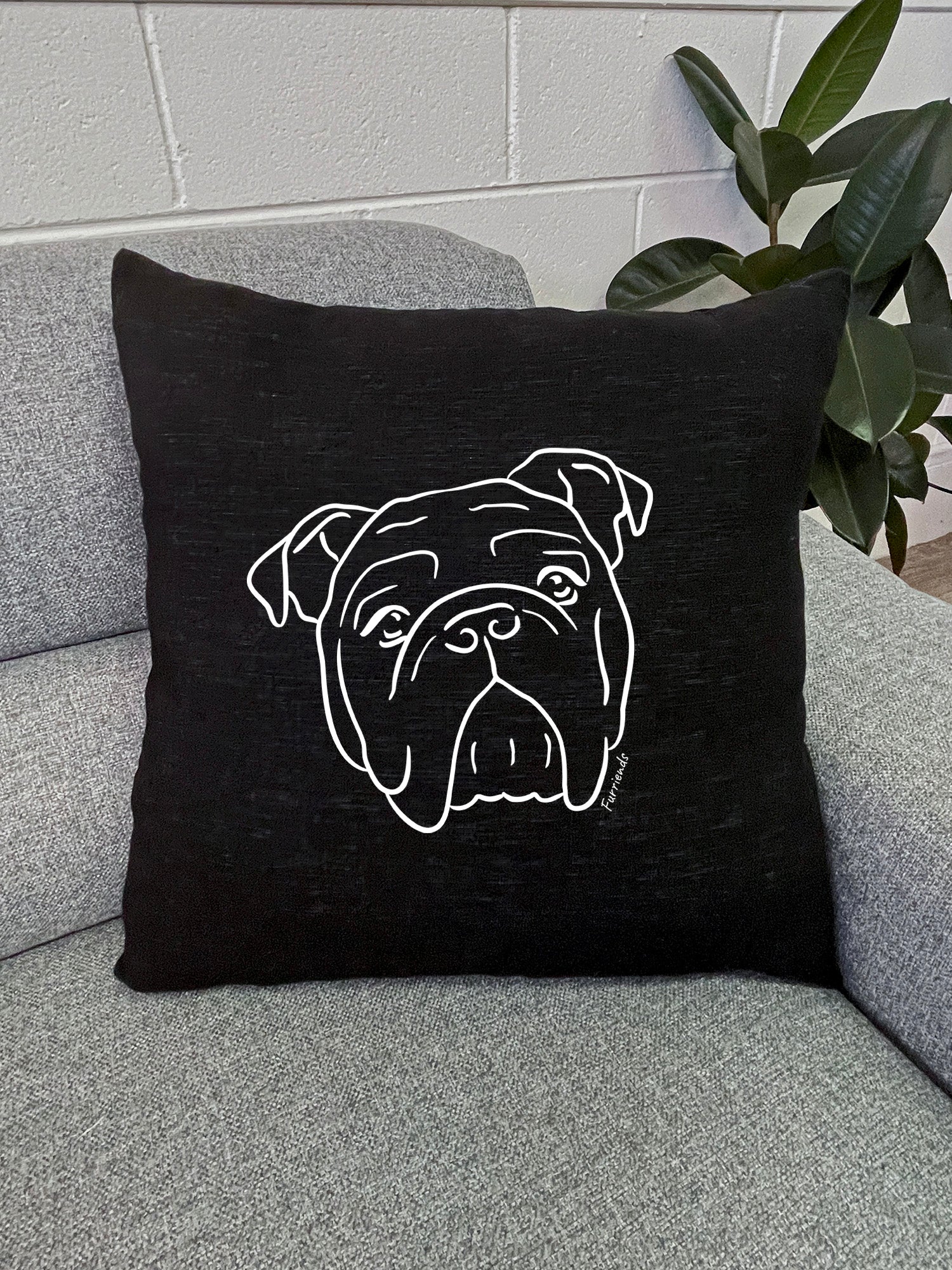 British Bulldog Linen Cushion Cover