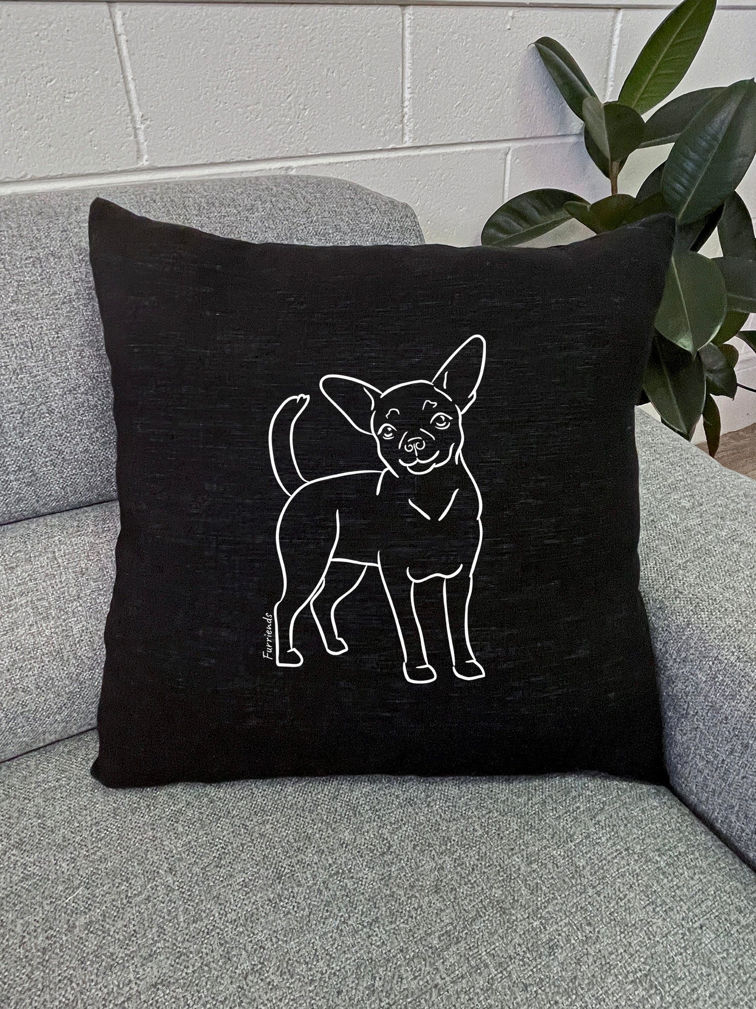 Chihuahua Linen Cushion Cover