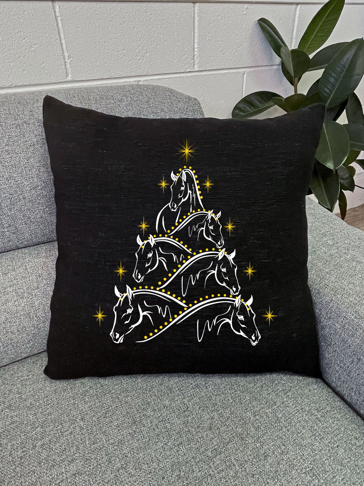 Horsemas Tree Linen Cushion Cover