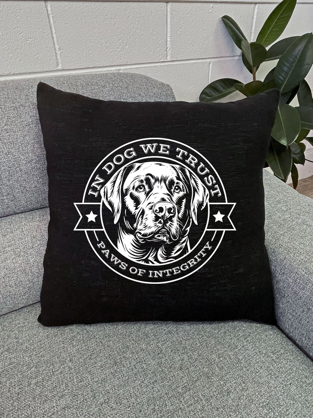 In Dog We Trust Linen Cushion Cover