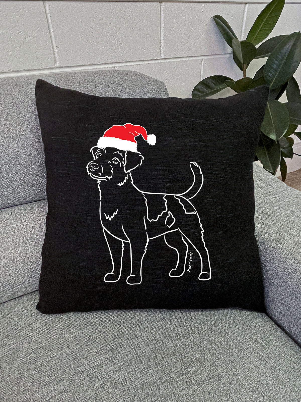 Jack Russell Terrier (Rough Coat) Christmas Edition Linen Cushion Cover