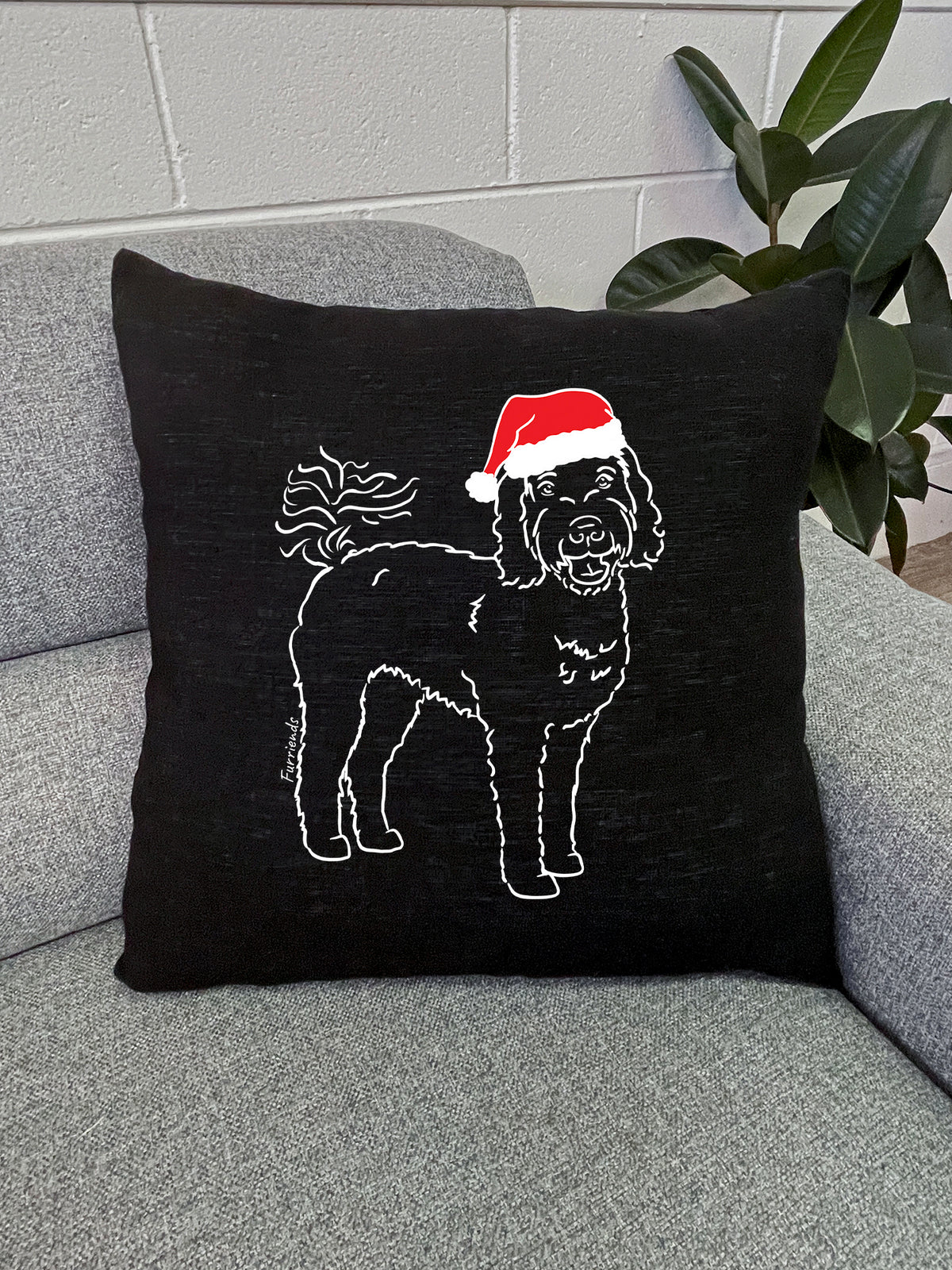 Labradoodle Christmas Edition Linen Cushion Cover