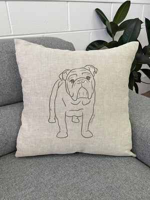 British Bulldog Linen Cushion Cover