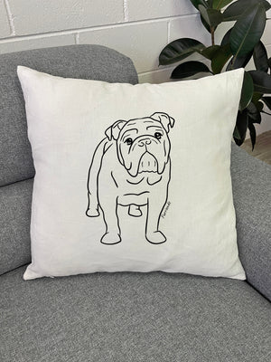 British Bulldog Linen Cushion Cover