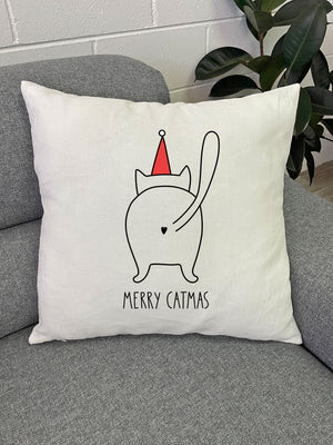 Catmas Greetings Linen Cushion Cover